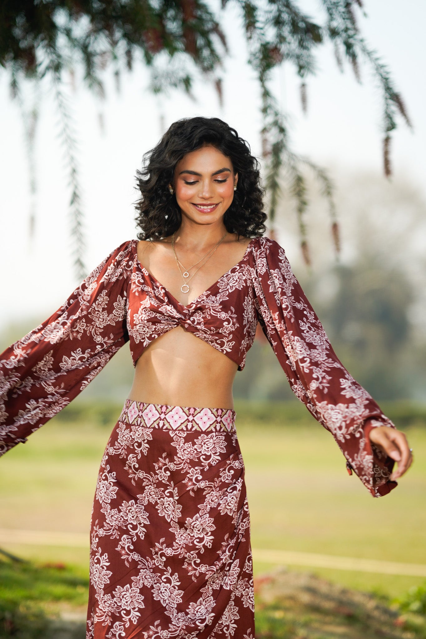 Mocha Top and Skirt Co-ord