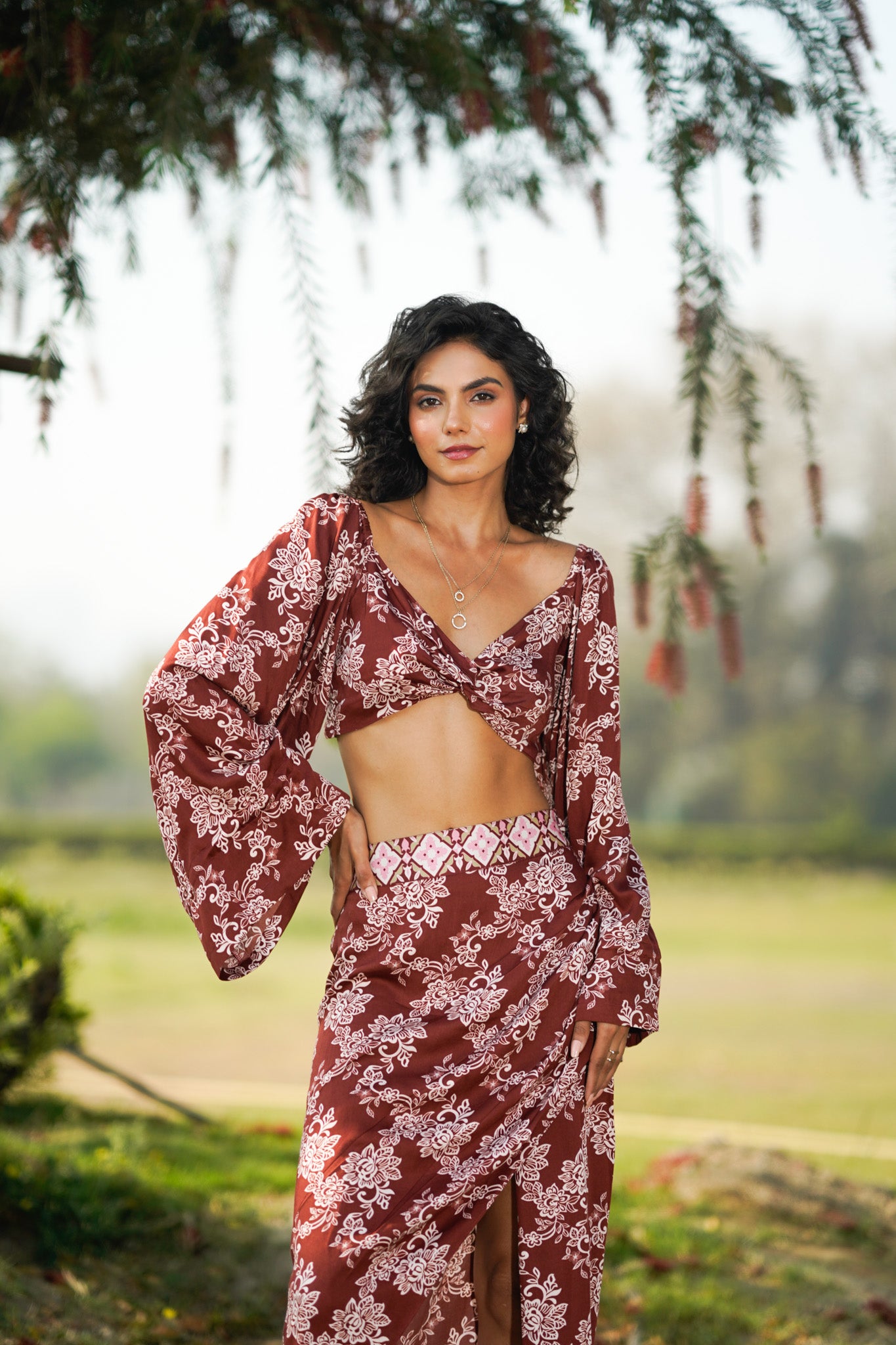 Mocha Top and Skirt Co-ord