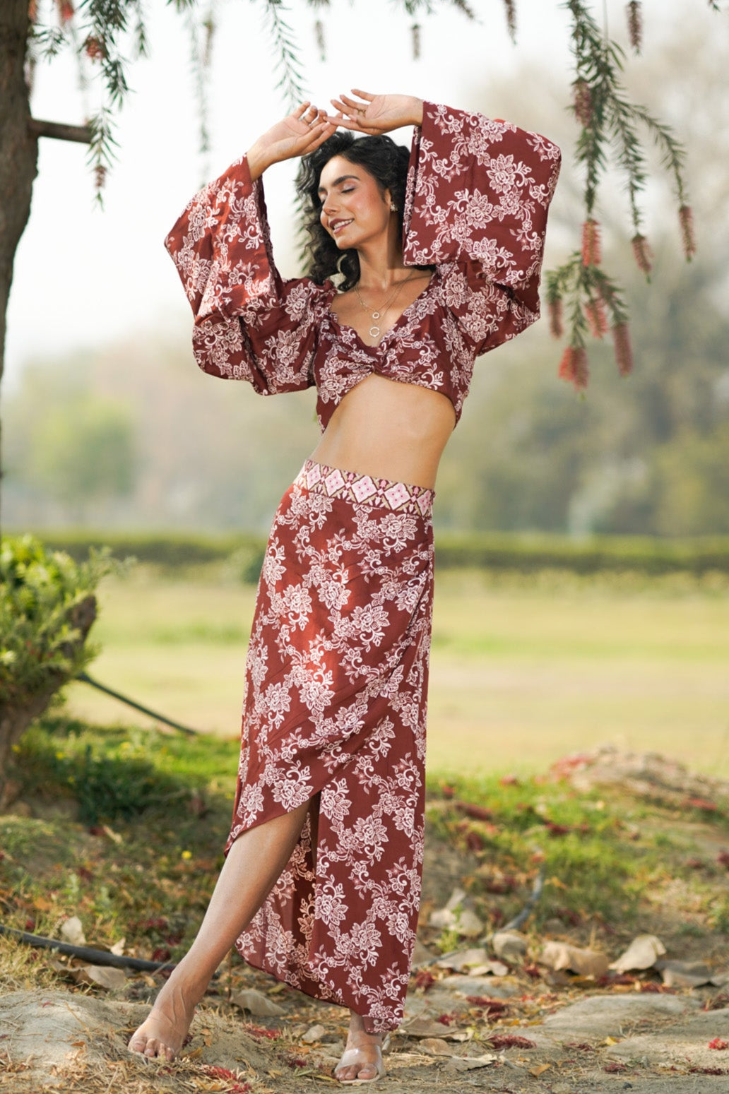 Mocha Top and Skirt Co-ord