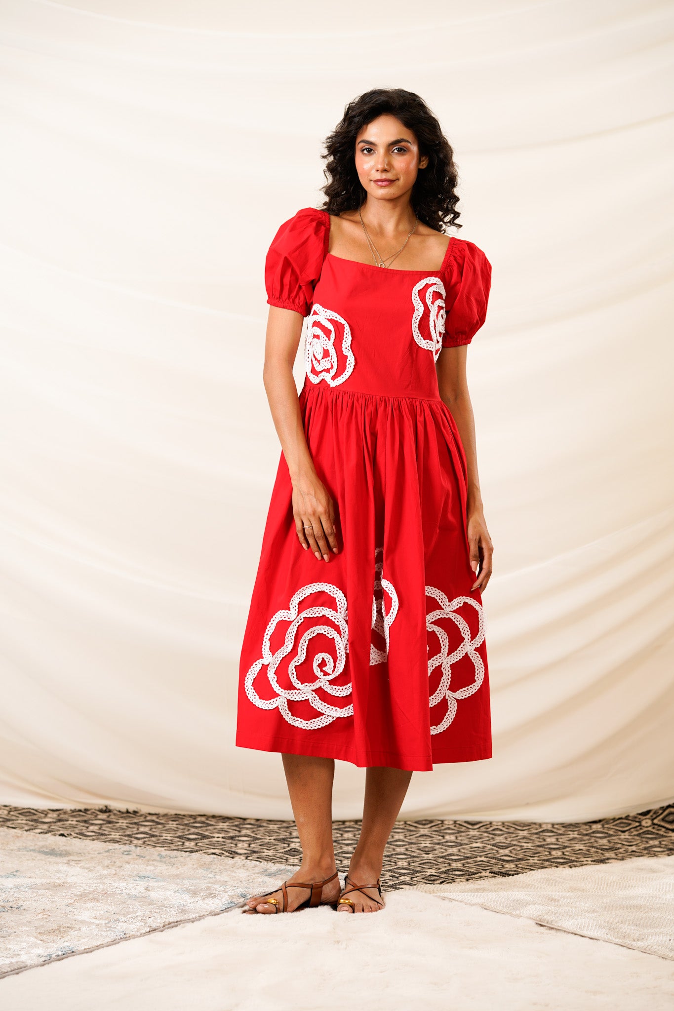 Scarlet Blossom Dress (With Sleeve)