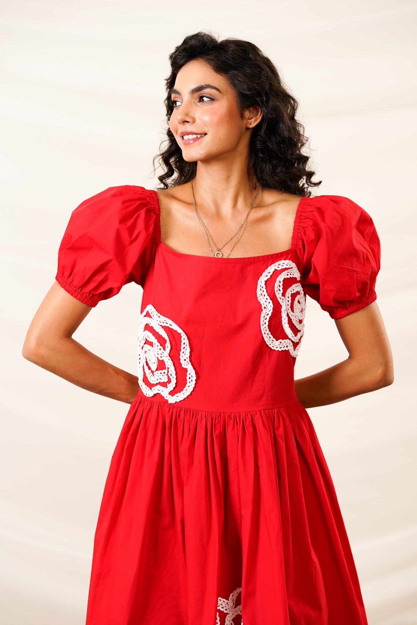 Scarlet Blossom Dress (With Sleeve)