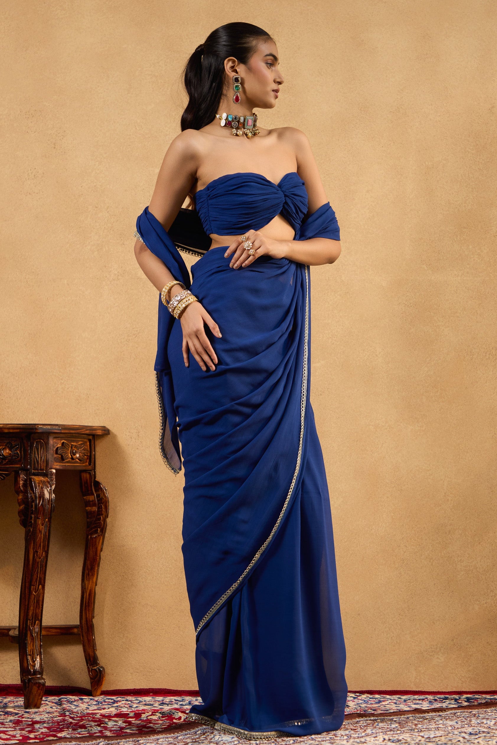 Noor Sapphire Drape Saree