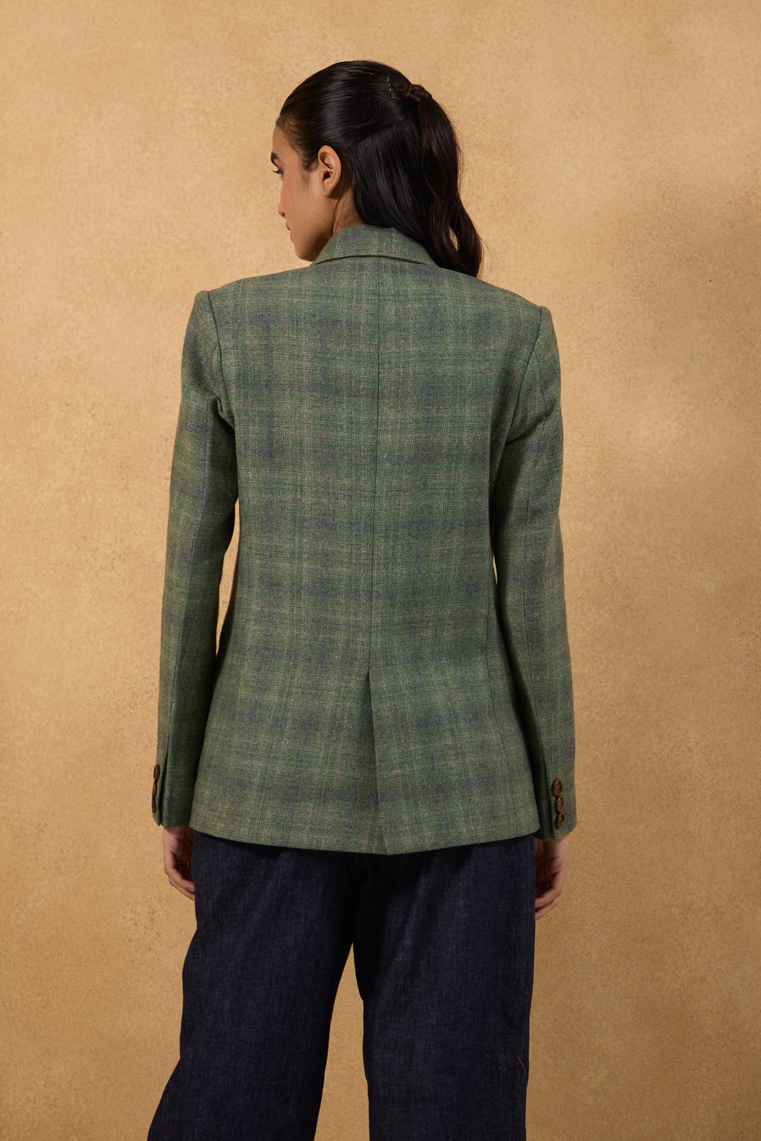 Emerald Wool Embroidered Blazer