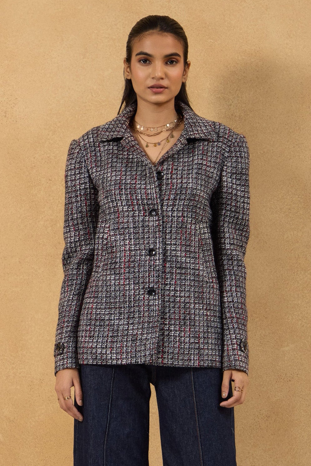 Midnight Tweed Structured Jacket