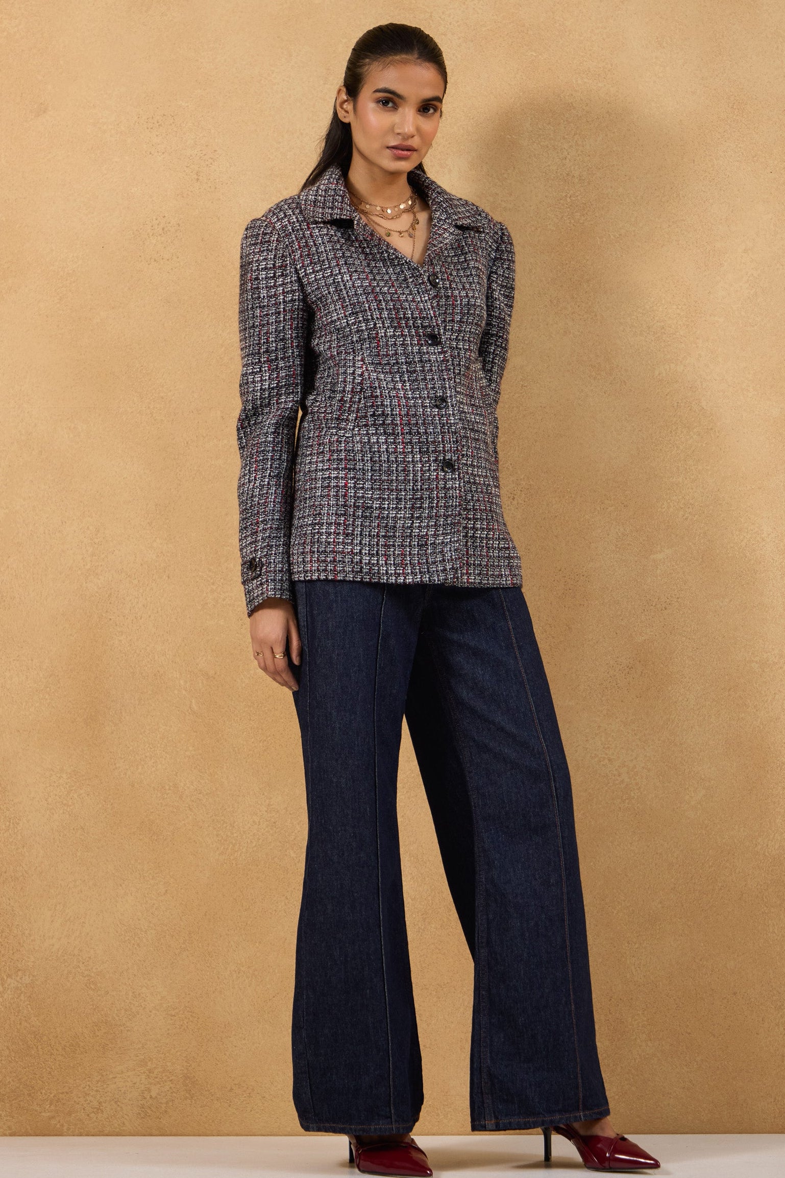 Midnight Tweed Structured Jacket