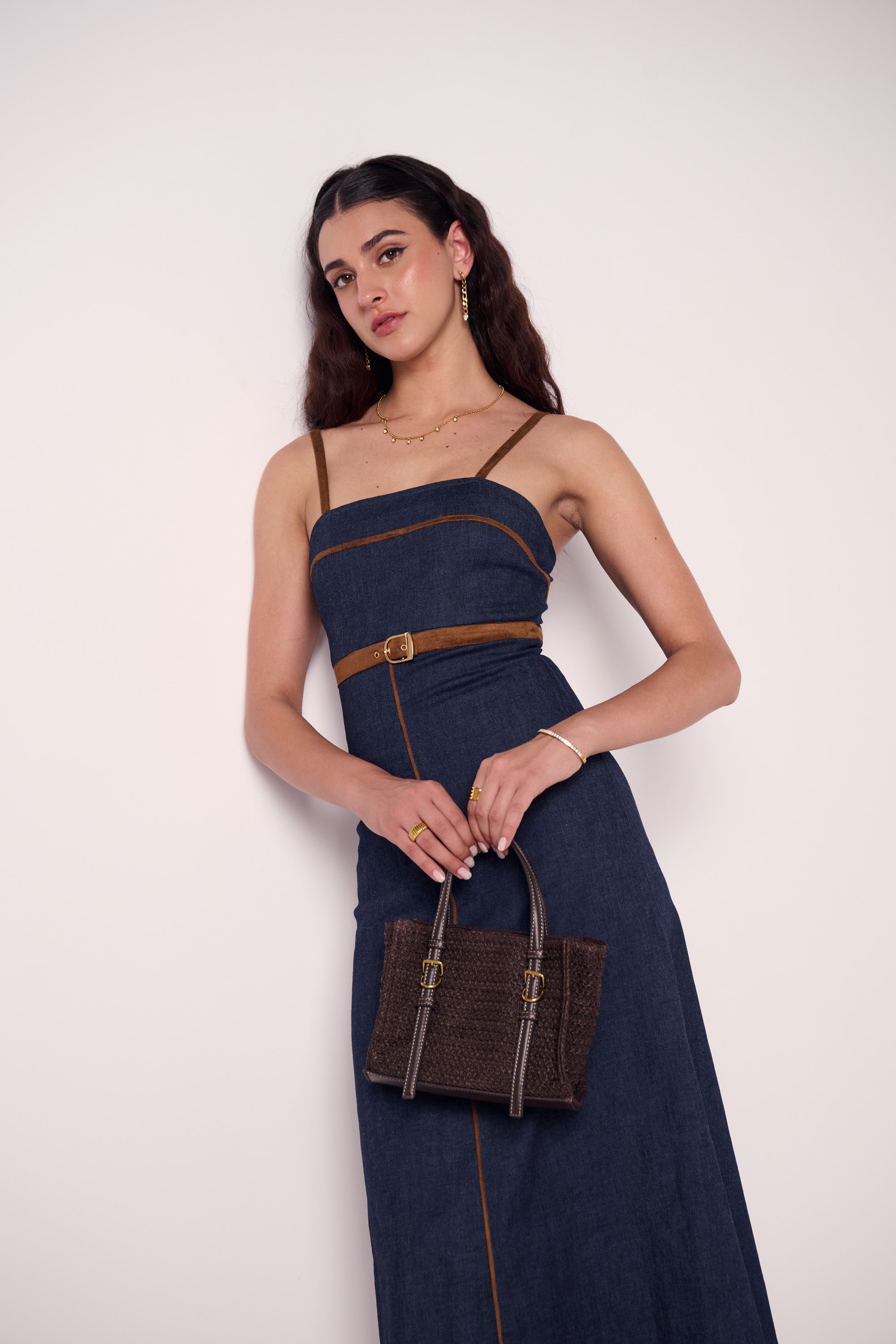 Sierra Buckle Midi Denim Dress