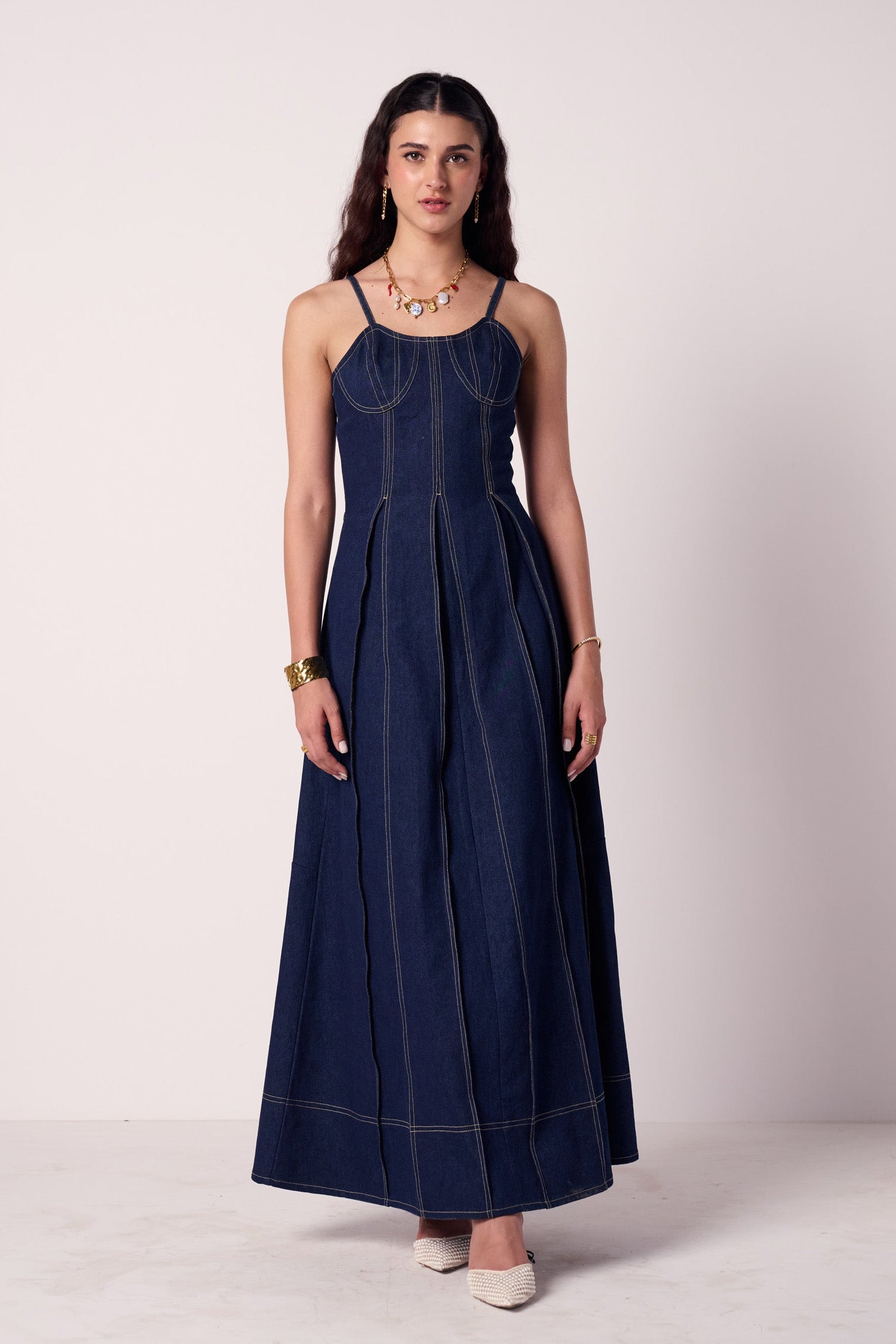 Monroe Pleated Denim Dress