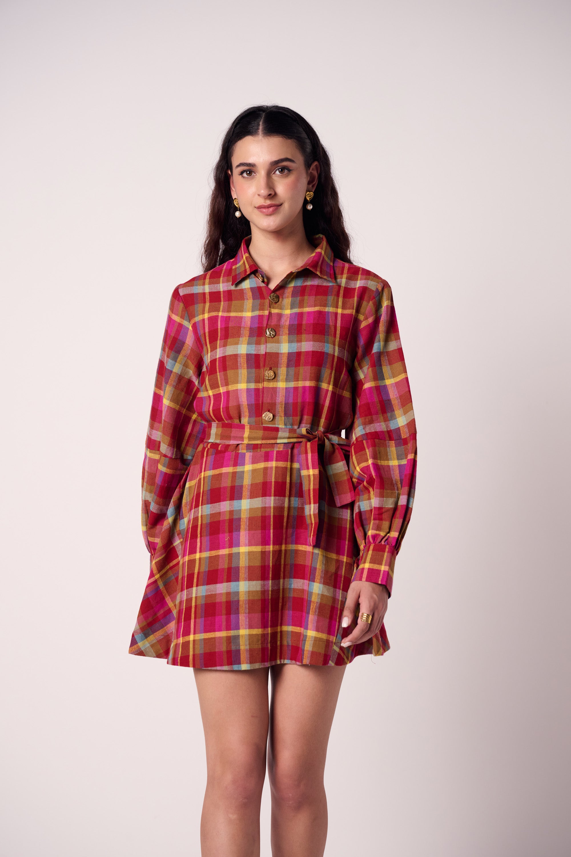 Bonnie Check Belted Dress