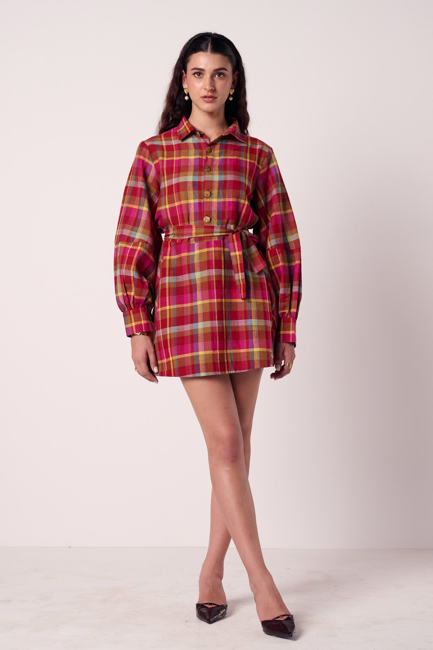 Bonnie Check Belted Dress