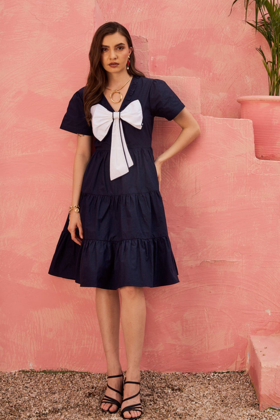 Marina Tiered Dress with Statement Bow