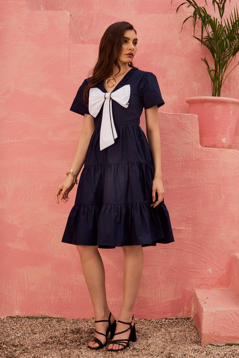 Marina Tiered Dress with Statement Bow