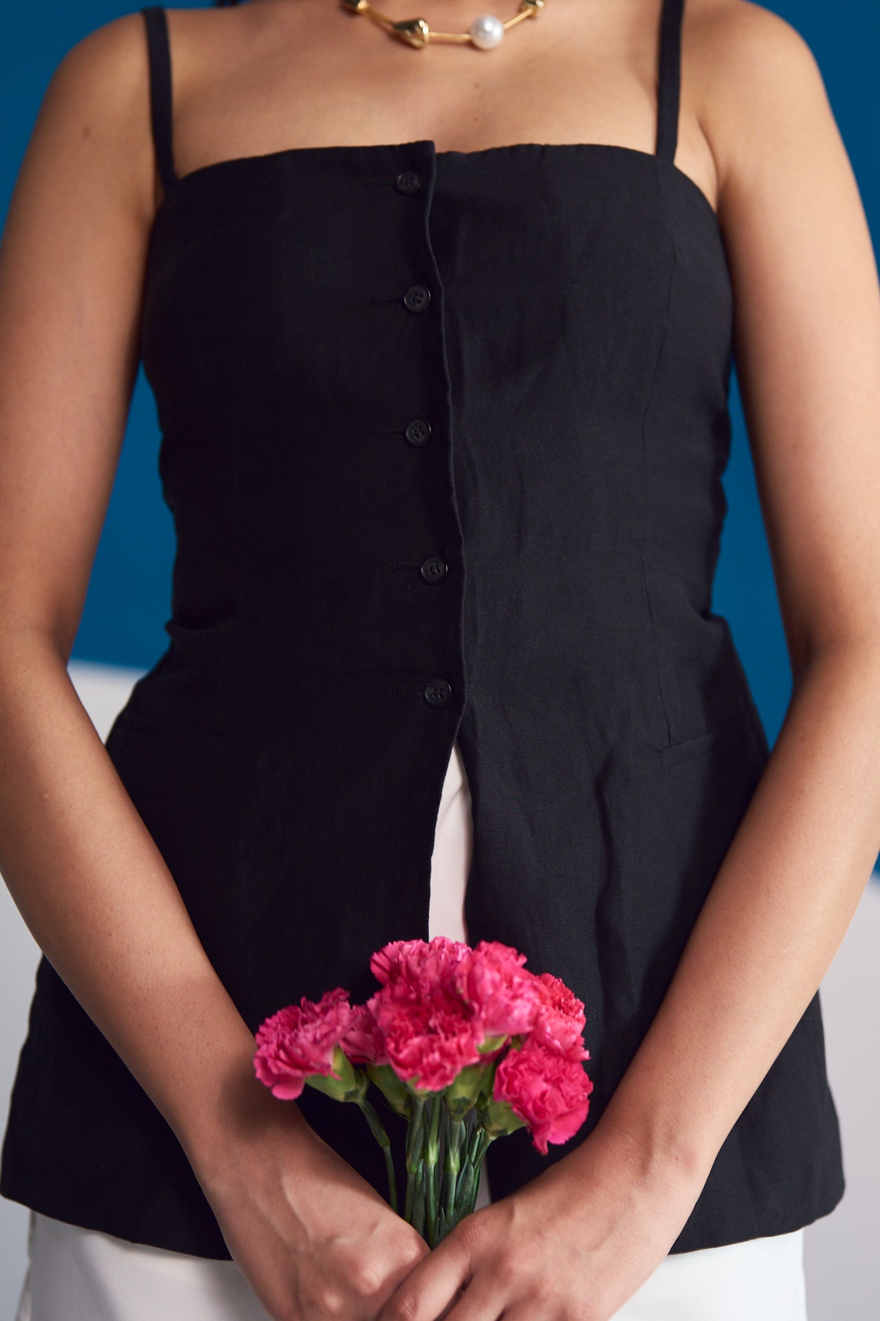 Noir Linen Corset Top