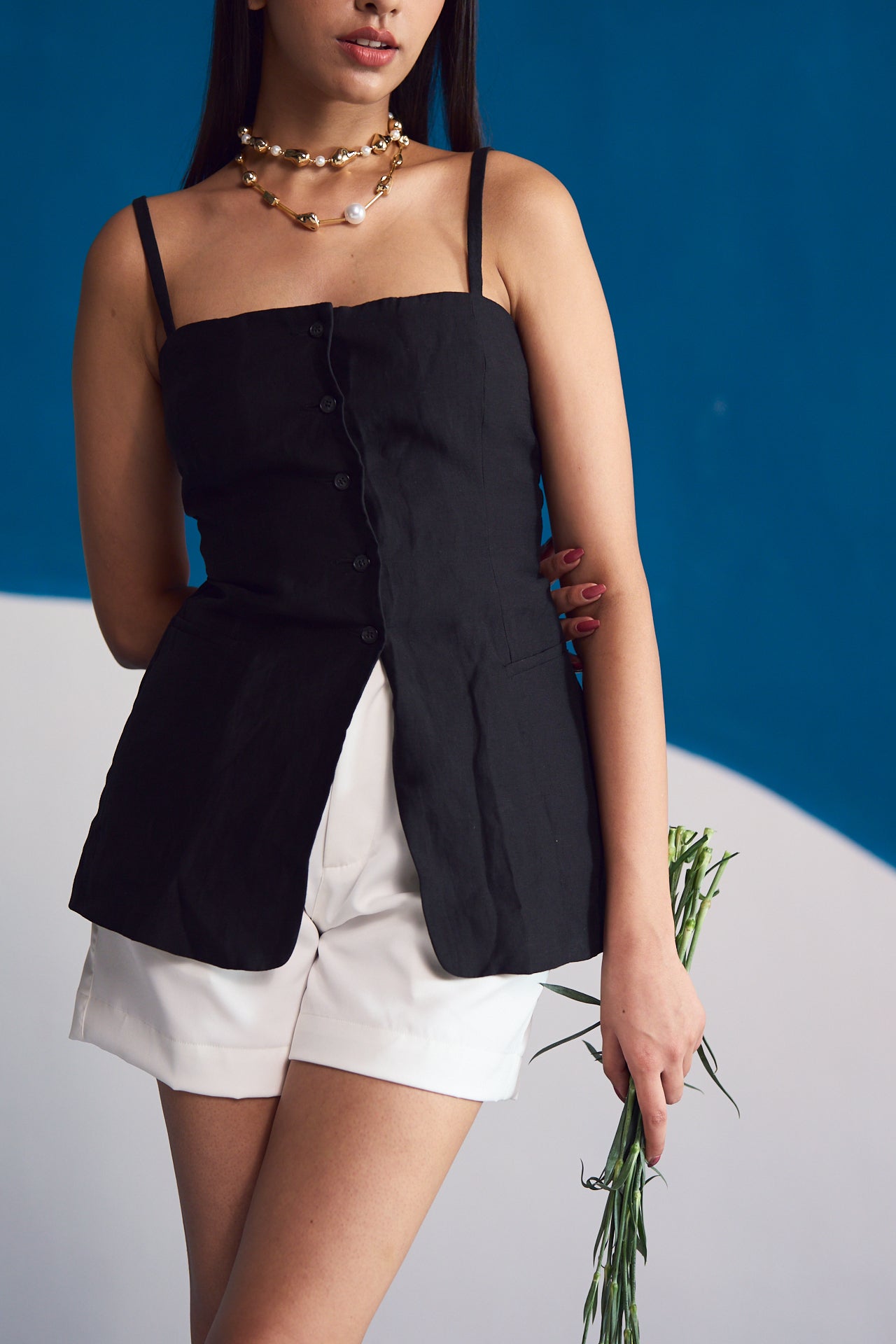 Noir Linen Corset Top