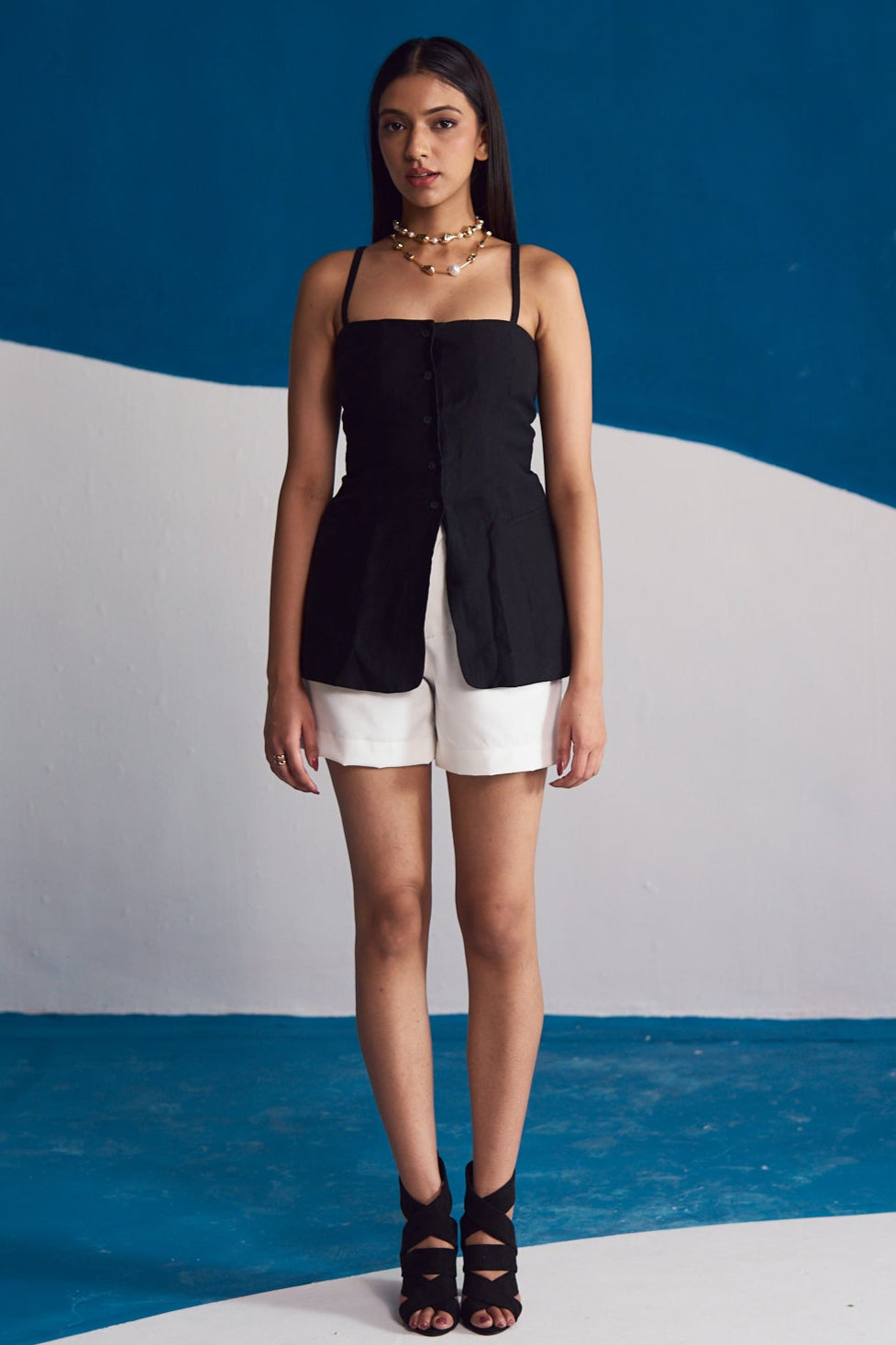Noir Linen Corset Top