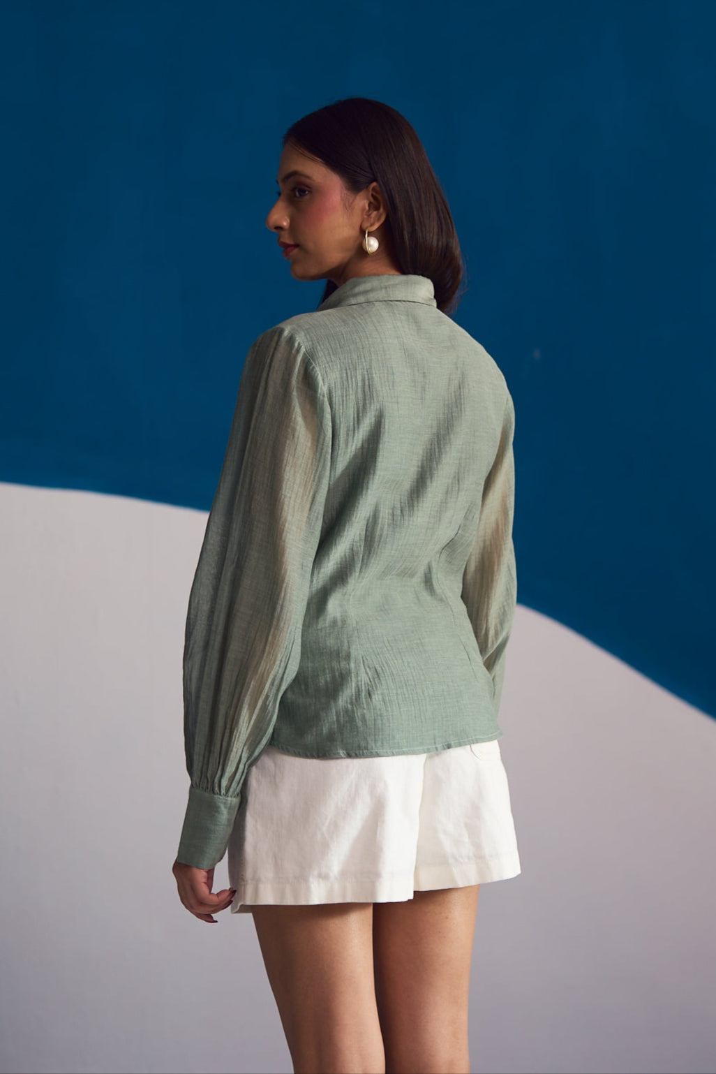 Olive Bloom Embroidered Shirt