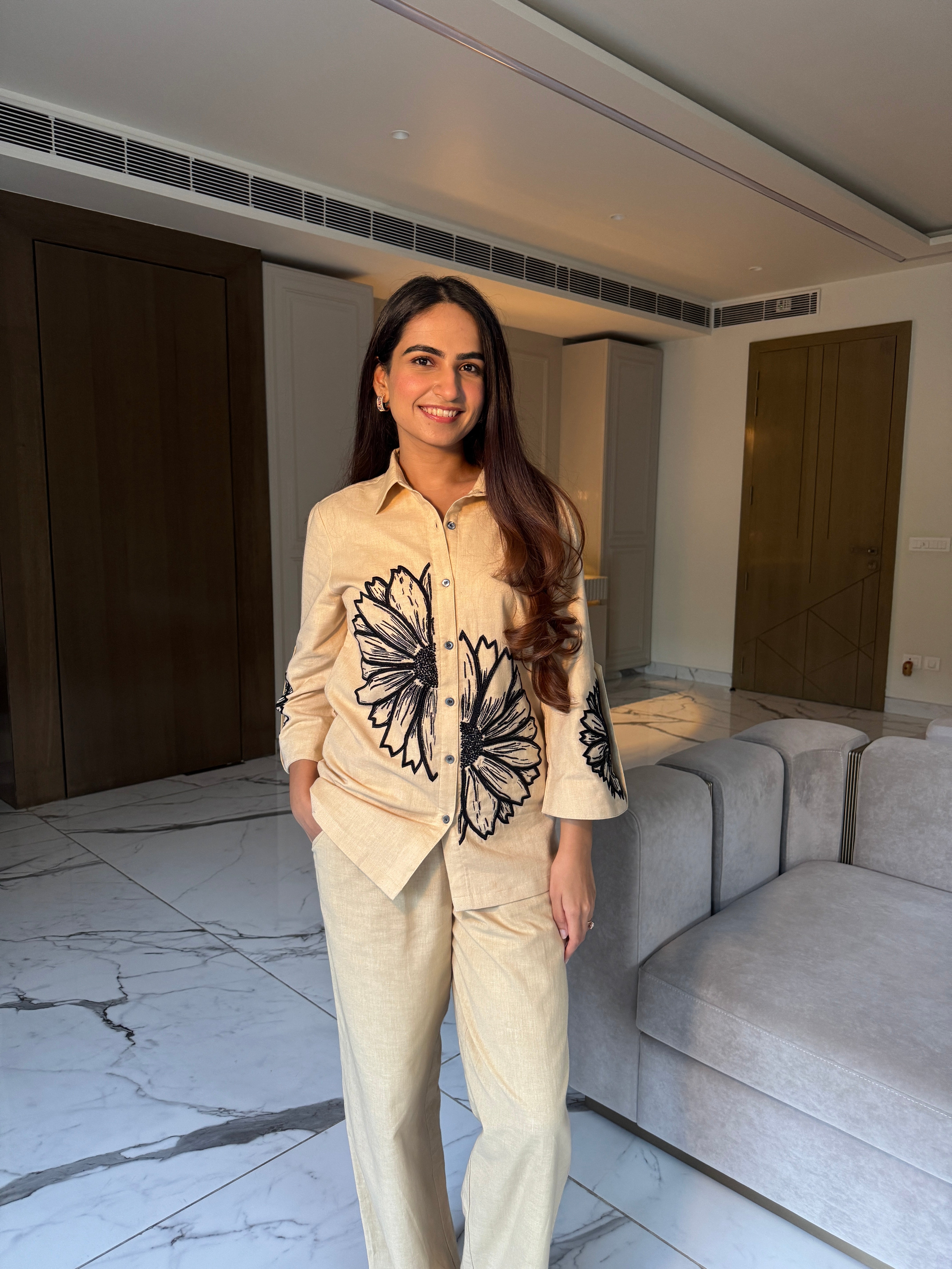 Golden Bloom Linen co-ord Set