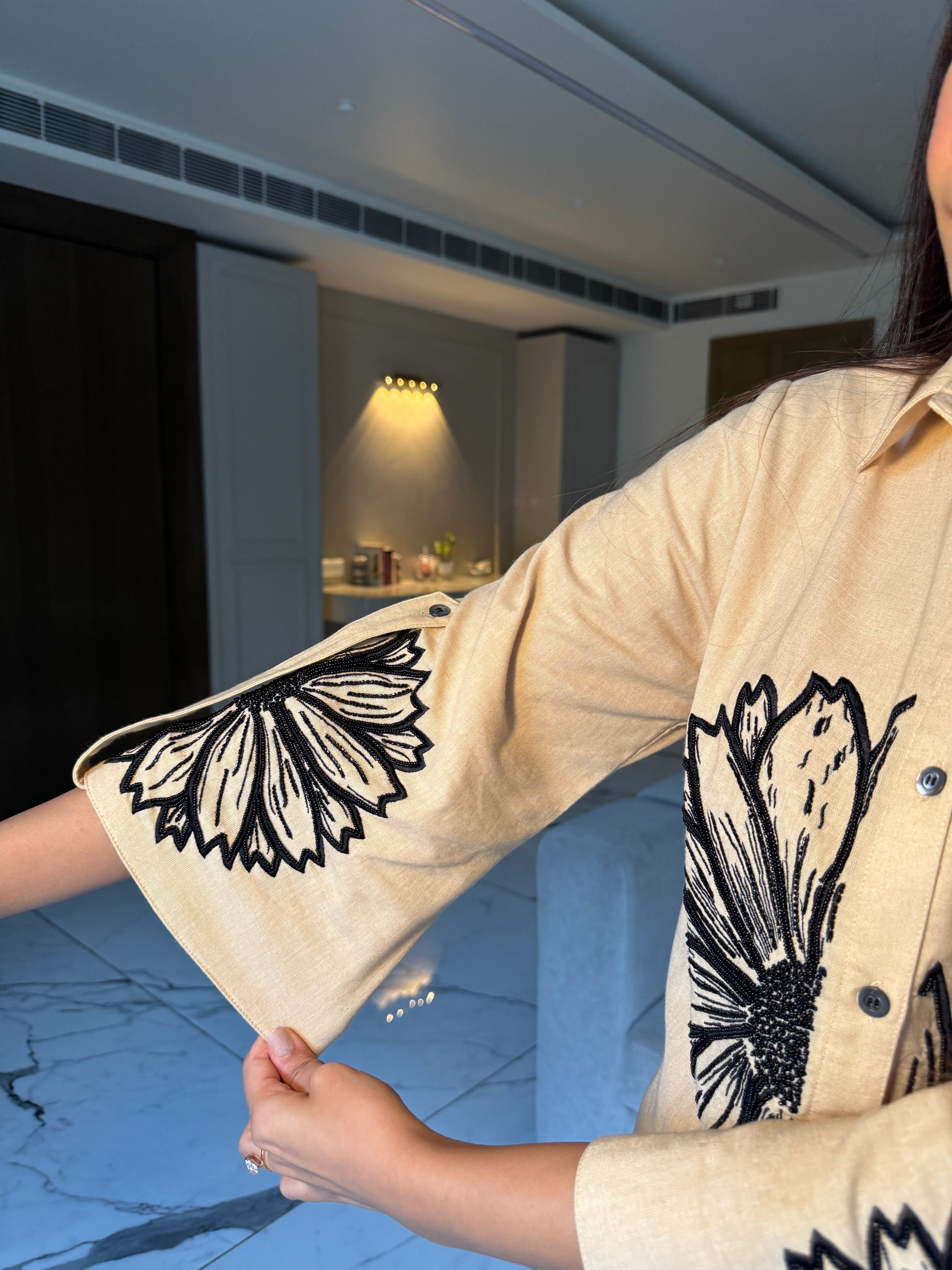 Golden Bloom Linen co-ord Set