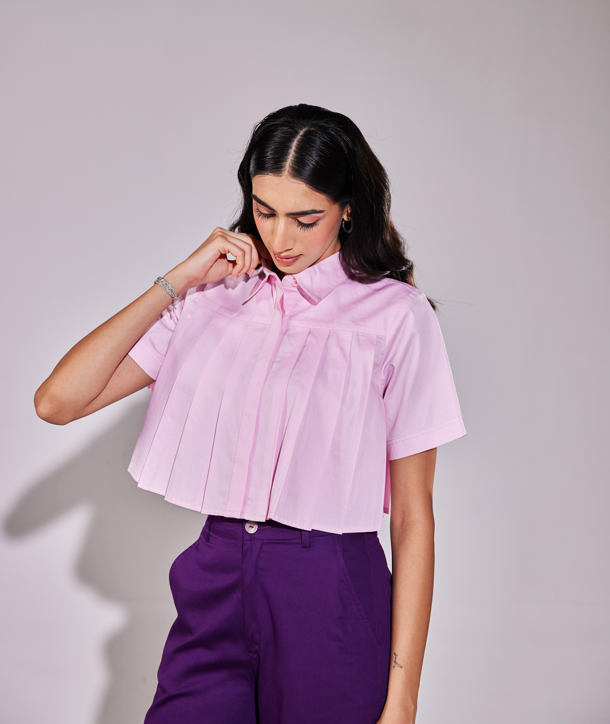 The Vienna Pleat Crop Shirt