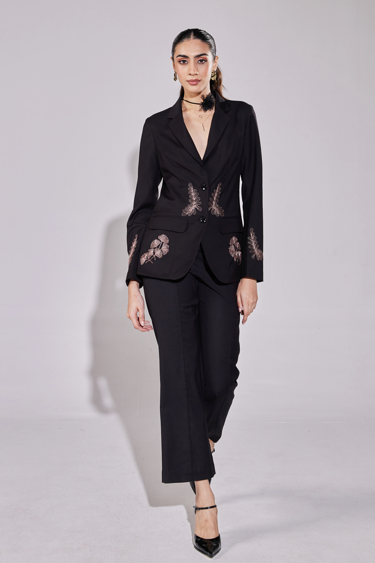 Embroidered Midnight Set (Blazer and Pants)