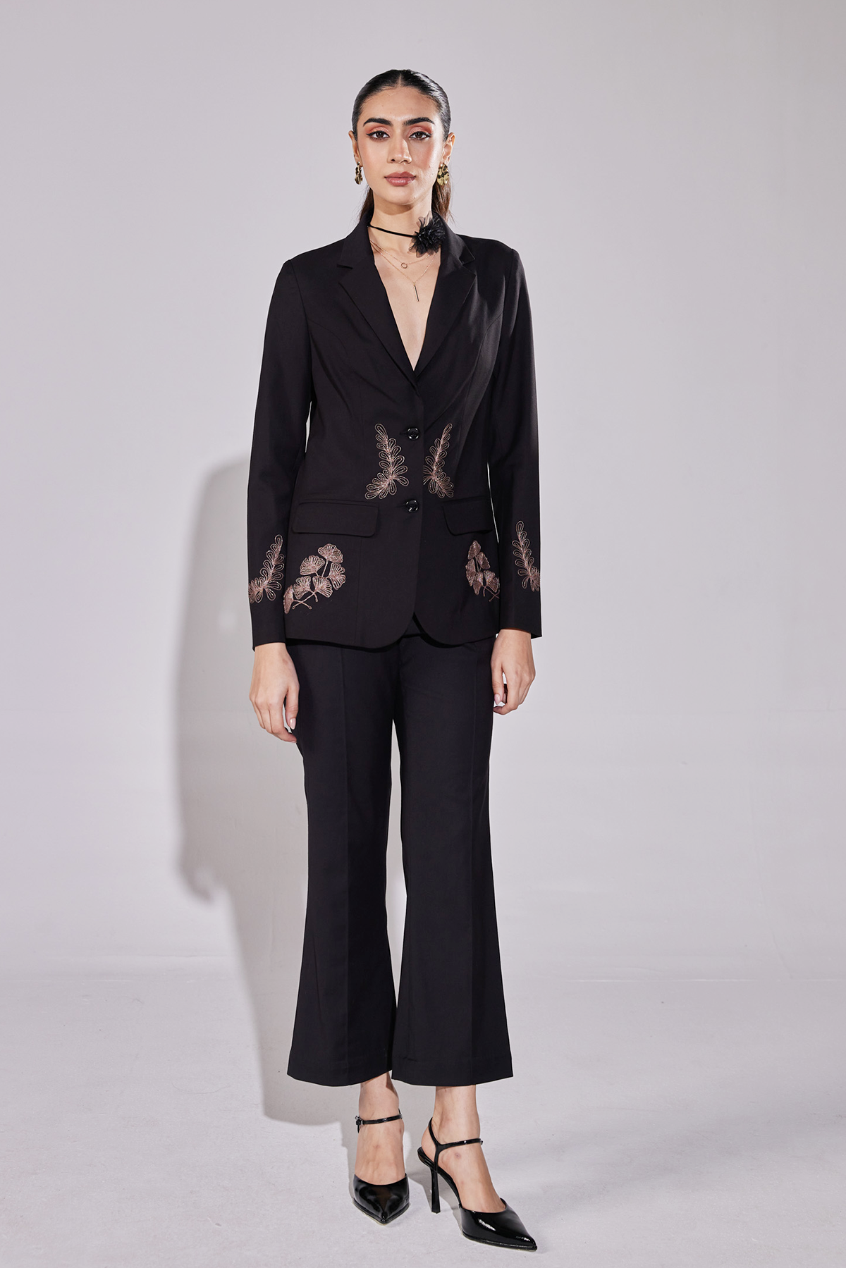 Embroidered Midnight Set (Blazer and Pants)