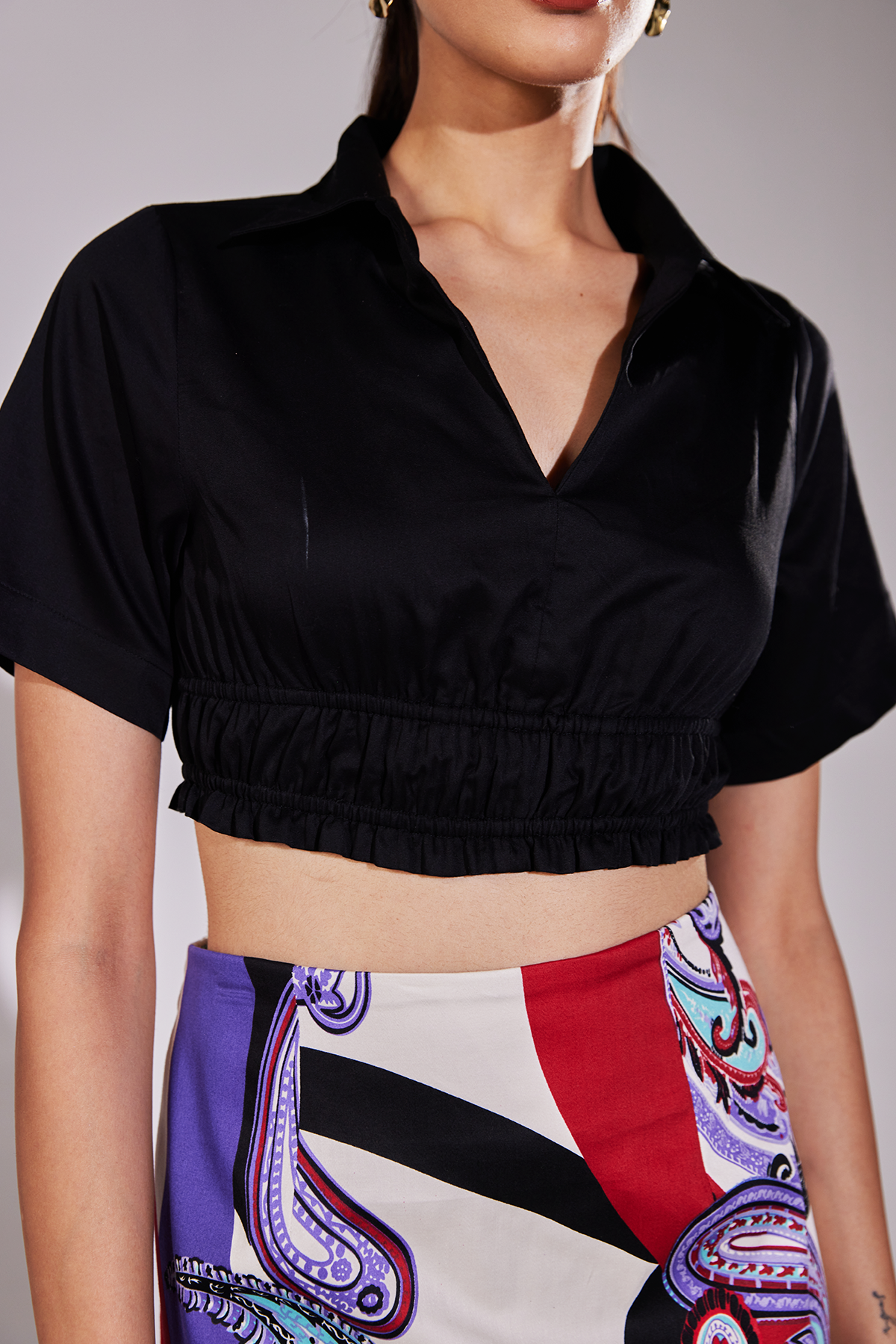 Noir Collar Crop Top