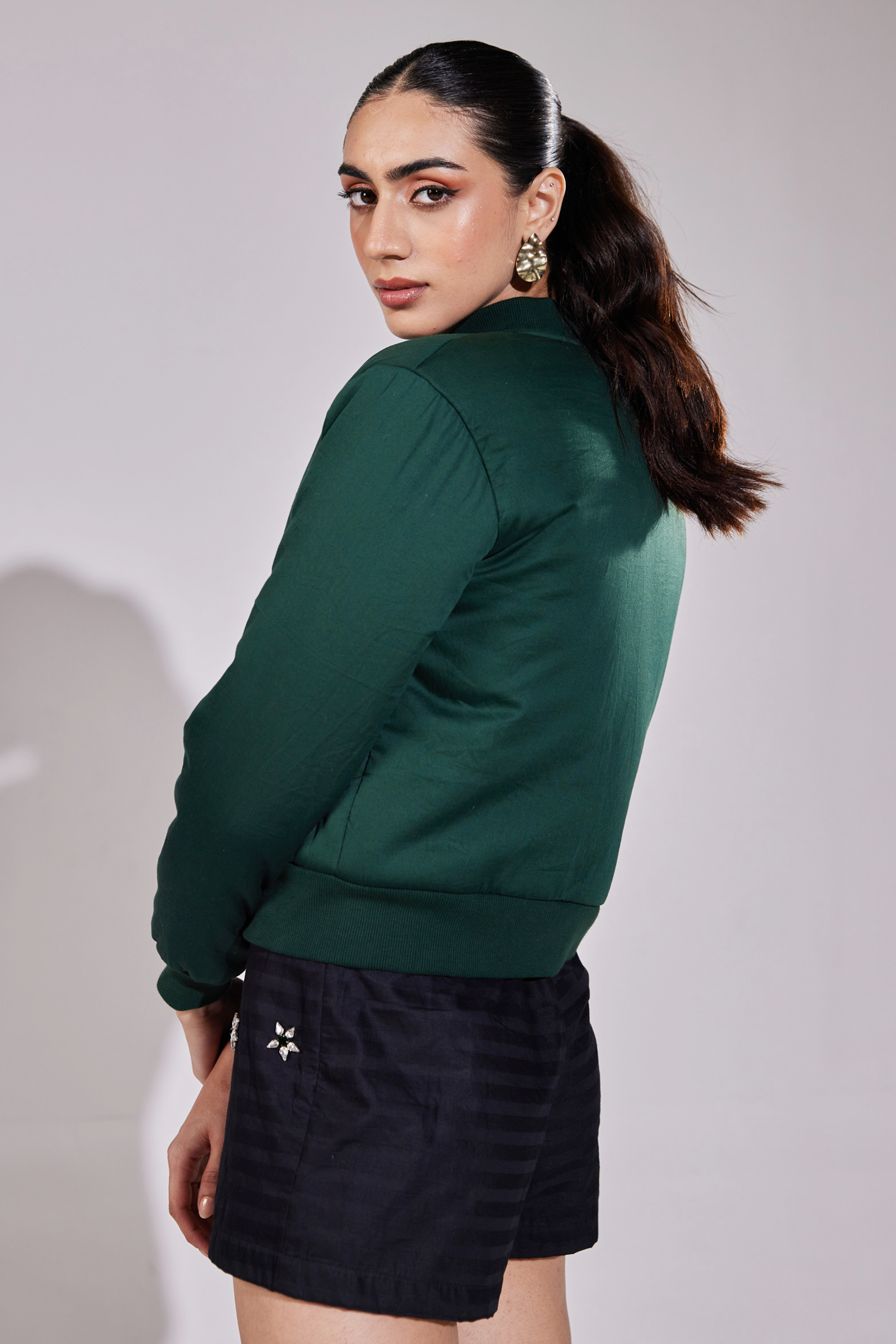 Hand Embroidered Dandelion Bomber Jacket