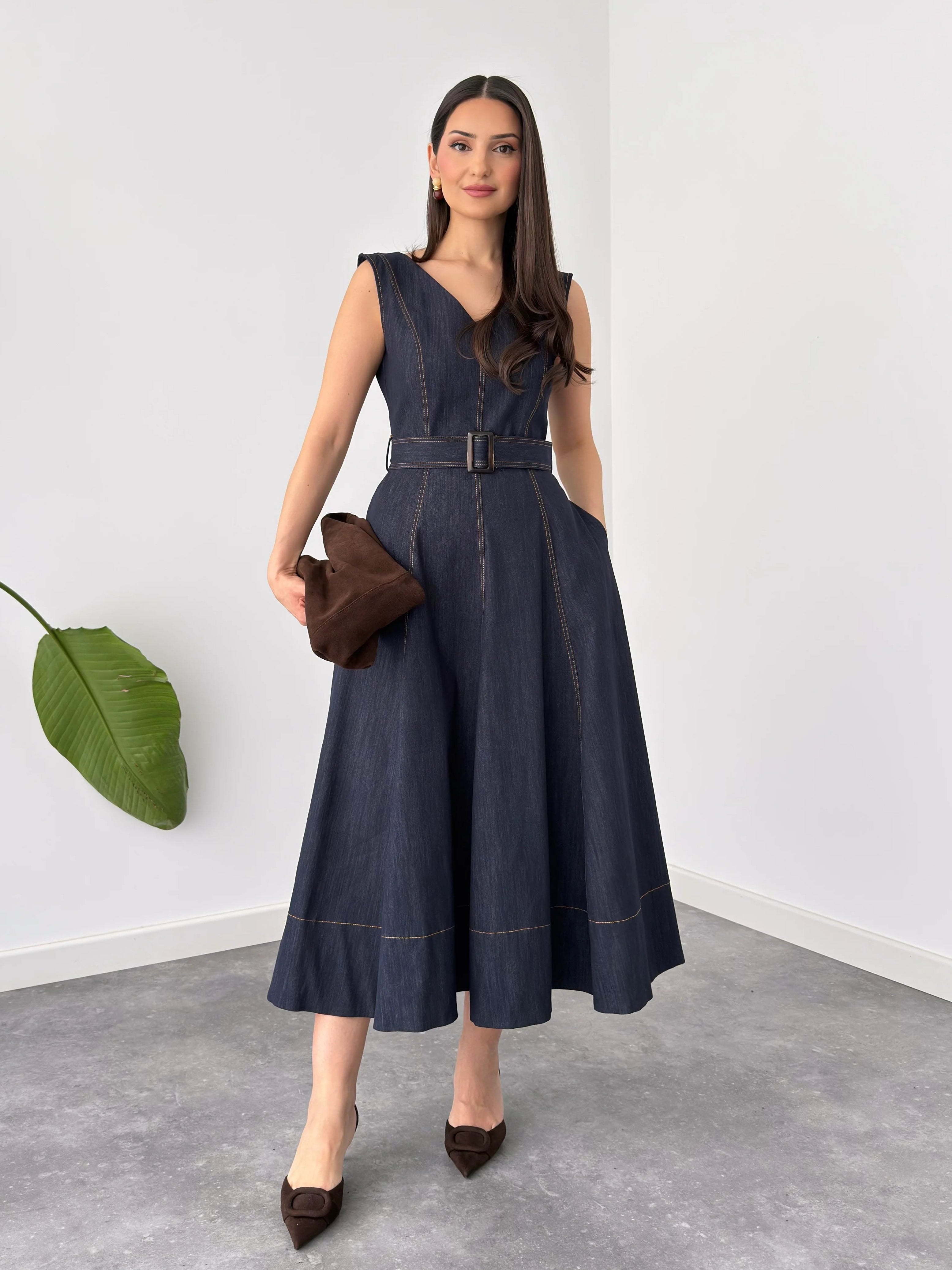 Denim Poise Midi Dress