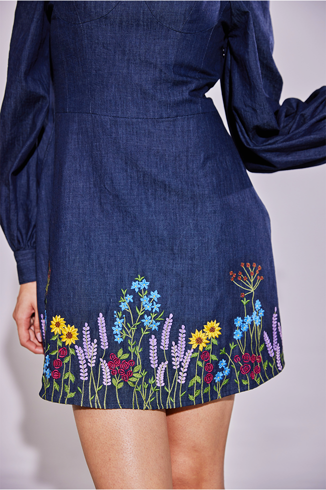 Denim Floral Dress