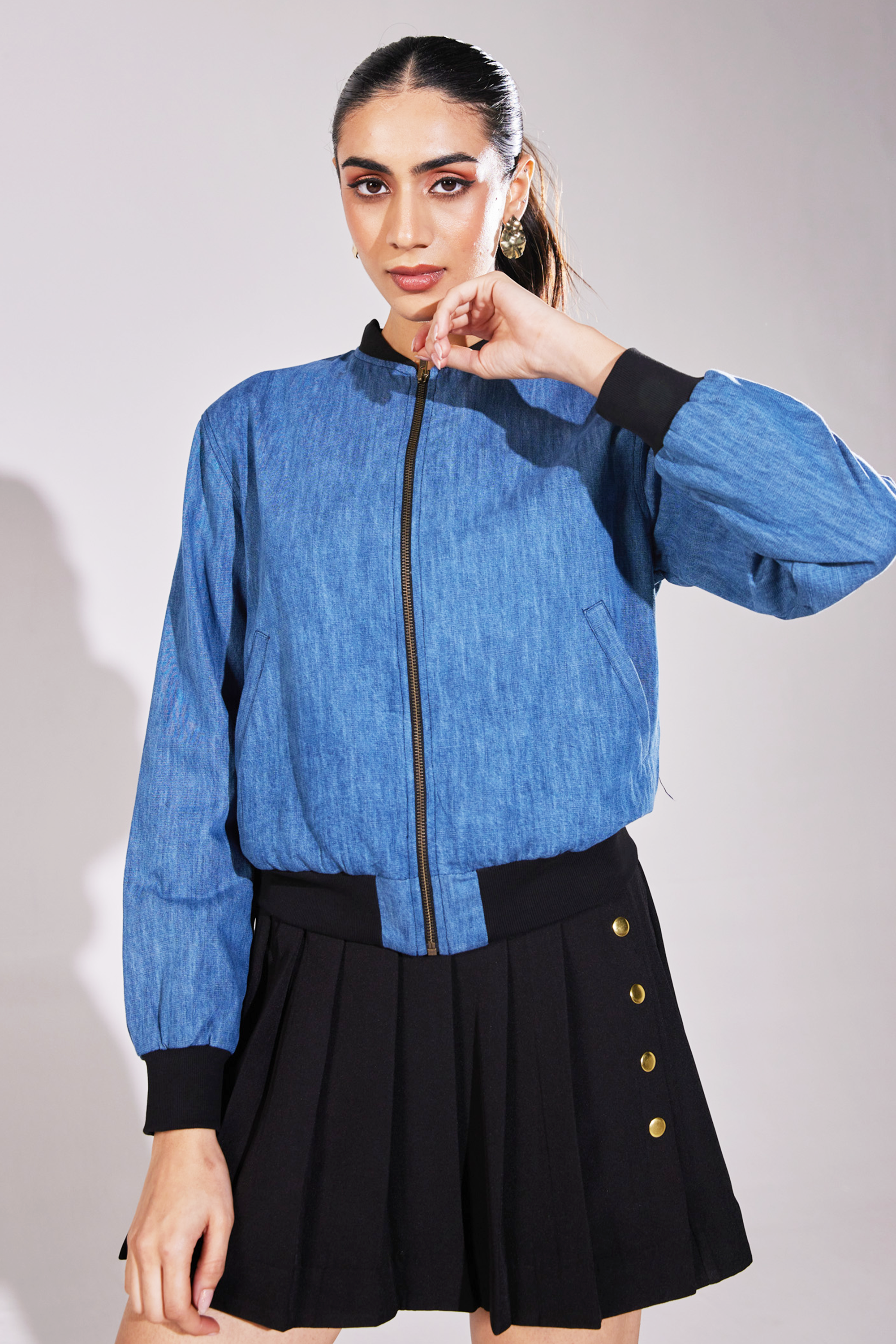 Cozy Puffer Denim Bomber