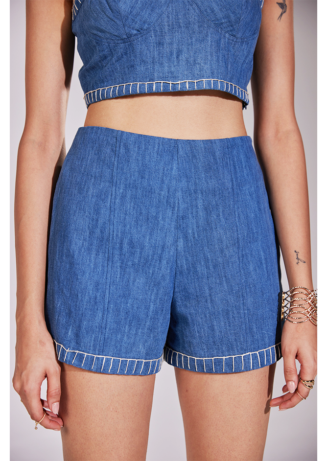 Denim Stitched Muse Shorts