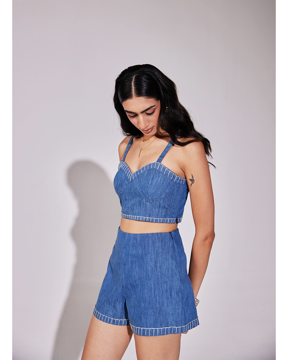Denim Stitched Muse Shorts