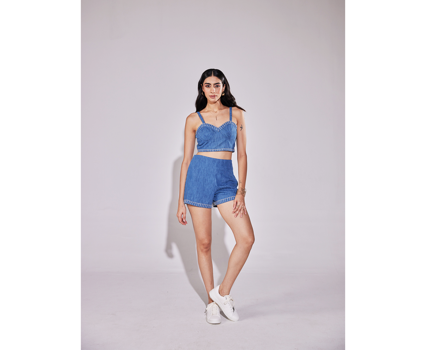 Denim Stitched Muse Bustier Top