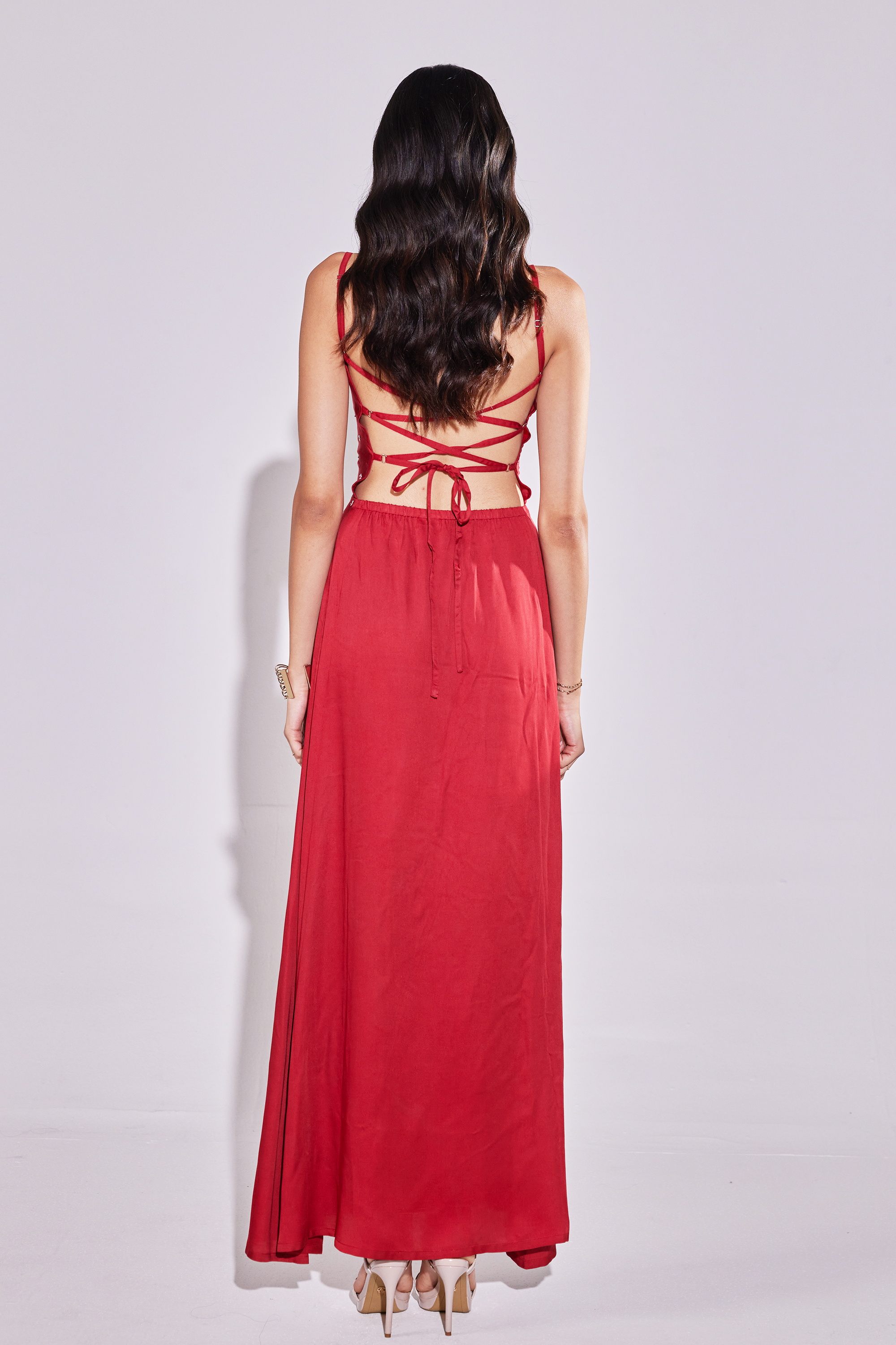 Hand Embroidered Ruby Elegance Dress