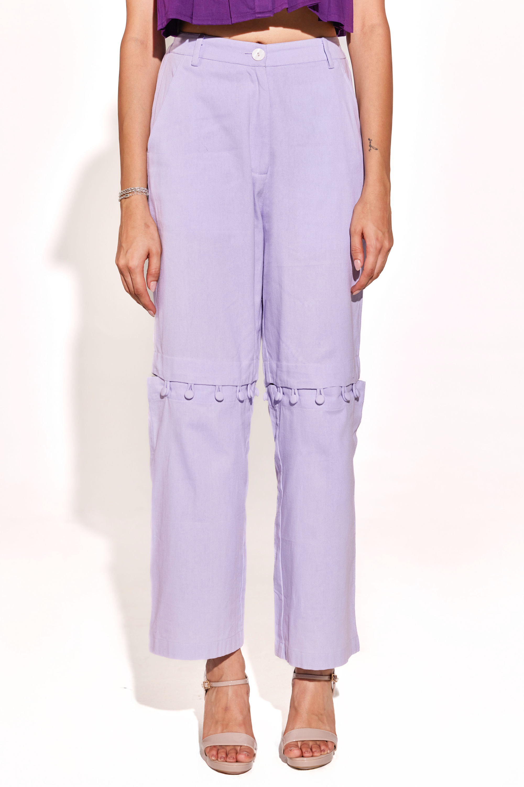 Purple Loop Button Pants