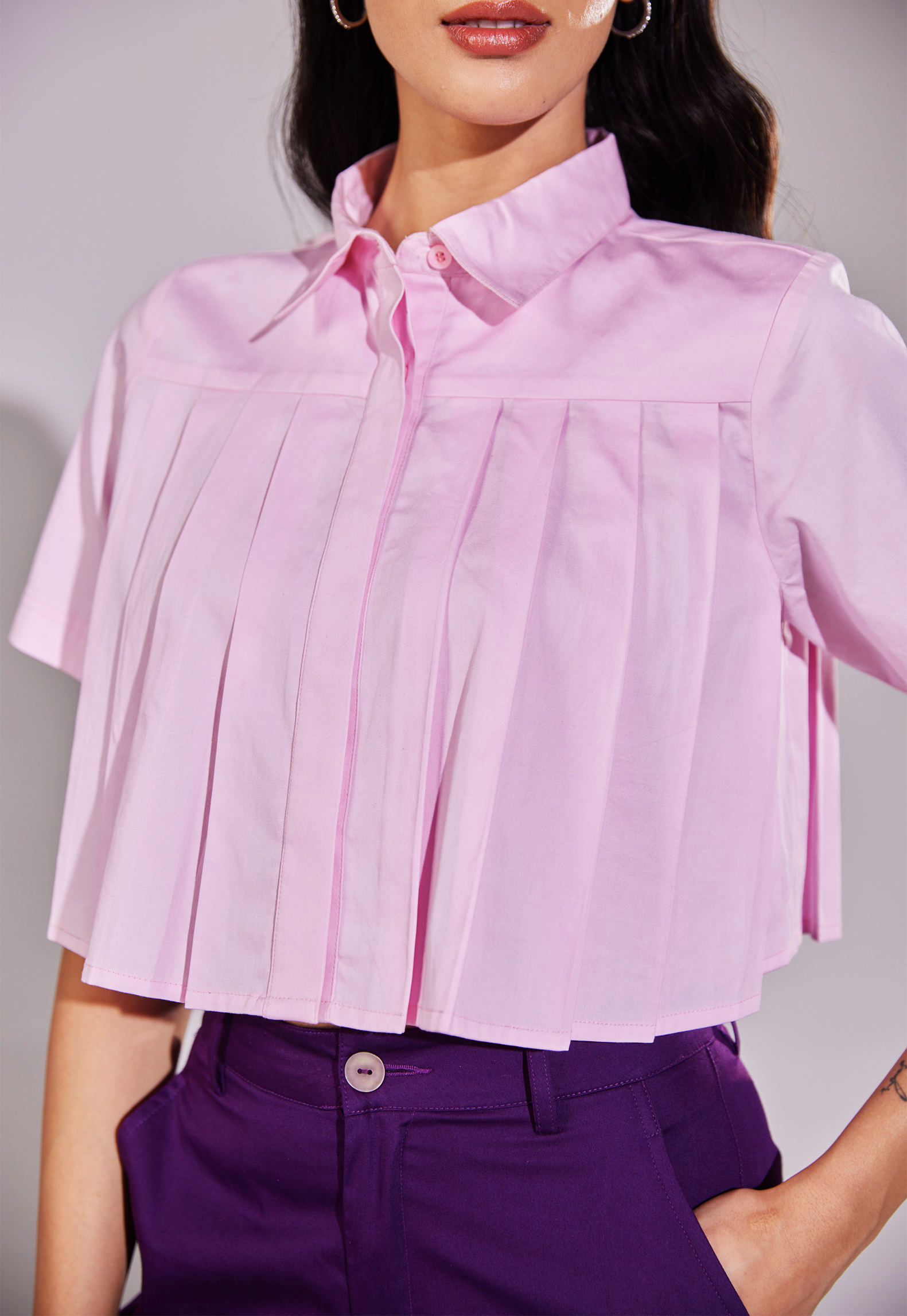 The Vienna Pleat Crop Shirt
