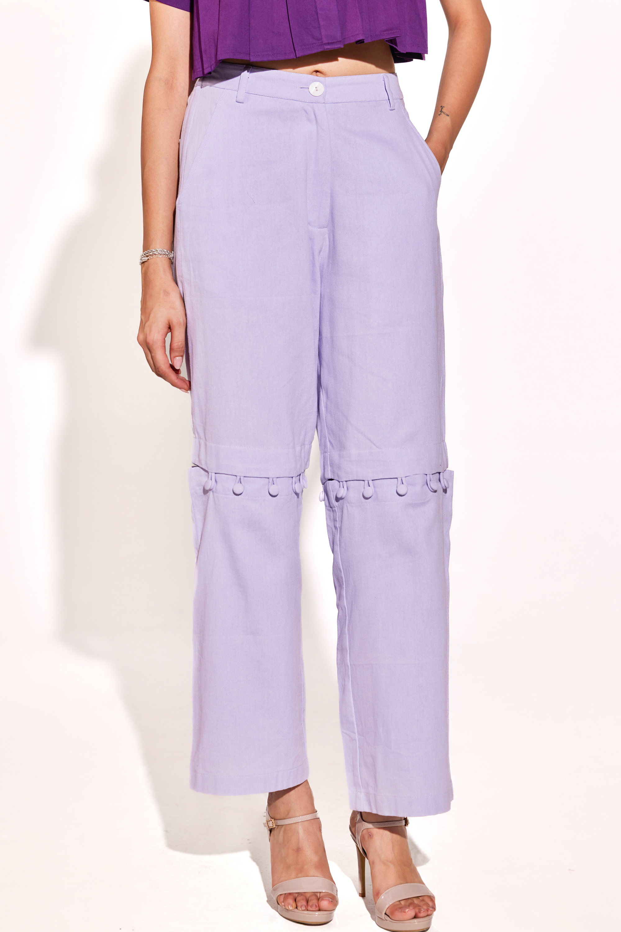 Purple Loop Button Pants