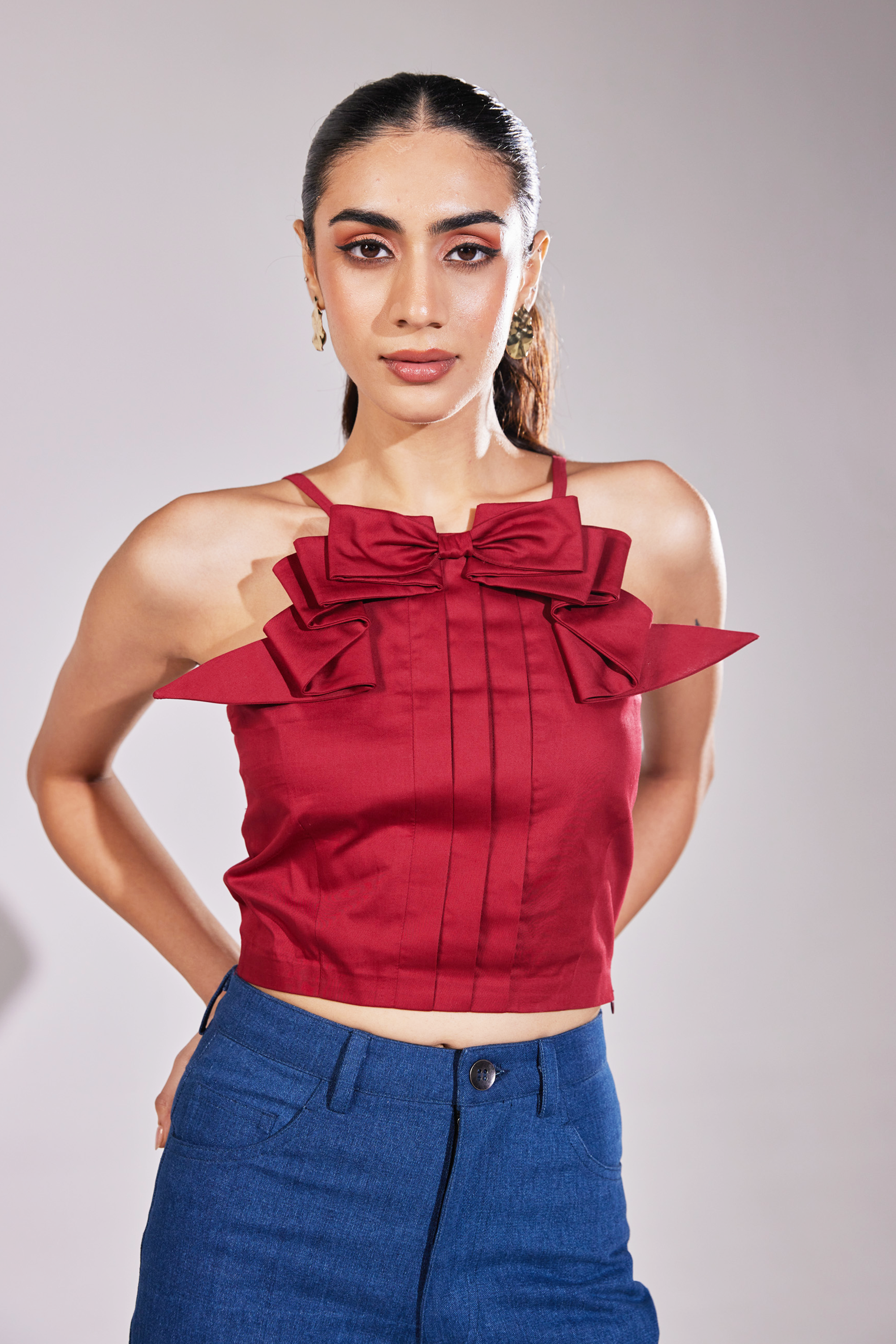 Red Charm Bow Top