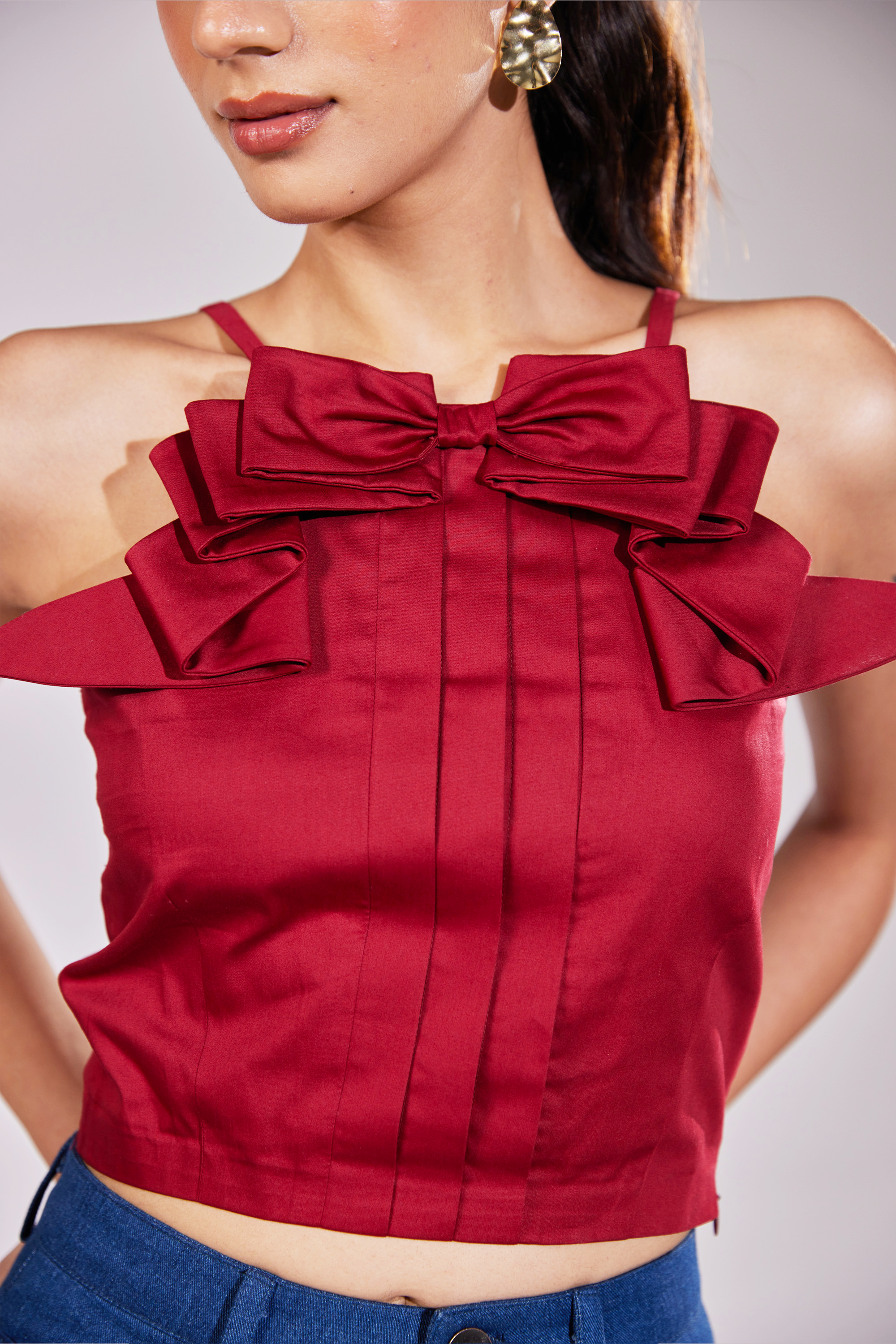 Red Charm Bow Top