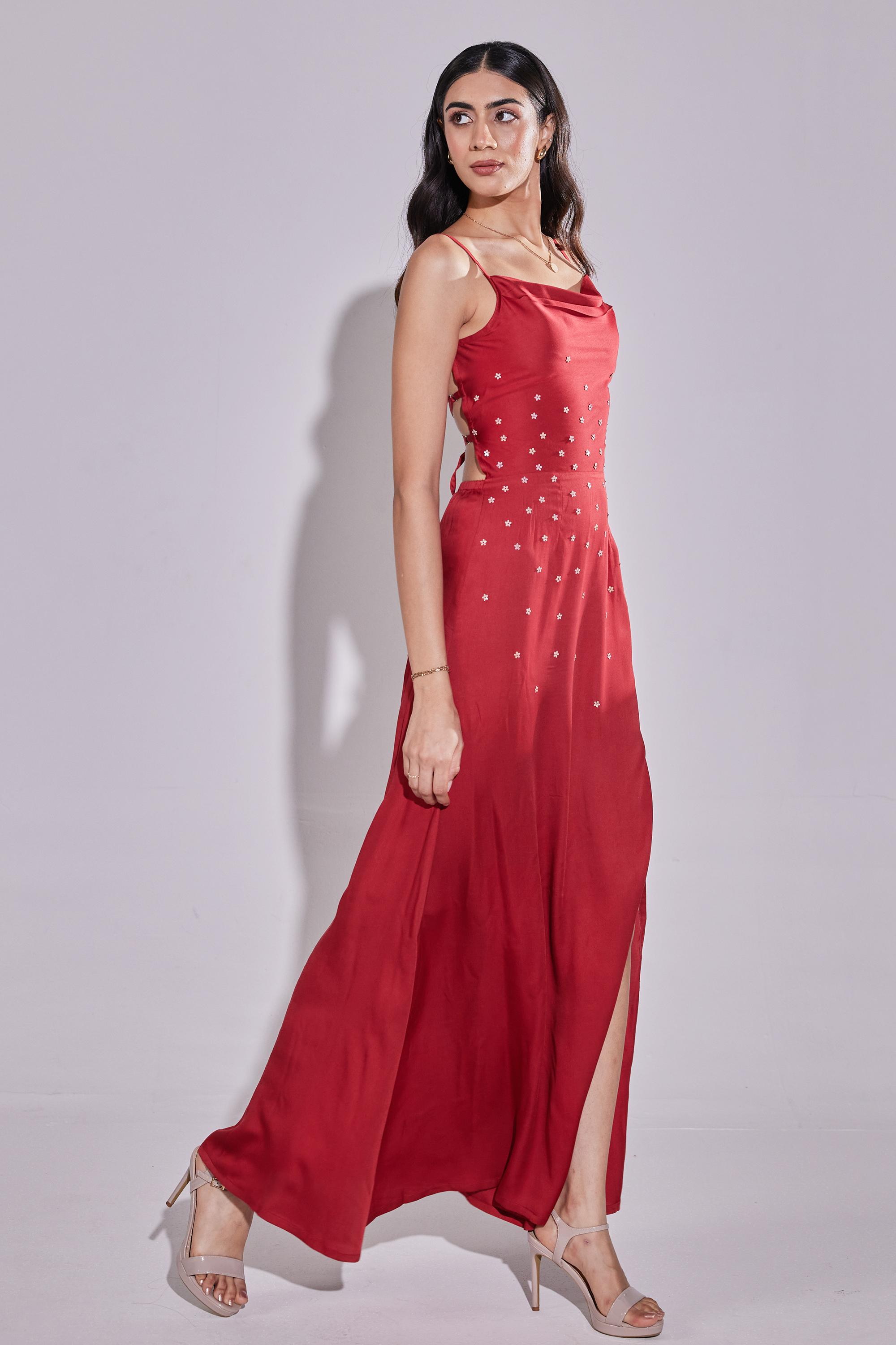 Hand Embroidered Ruby Elegance Dress