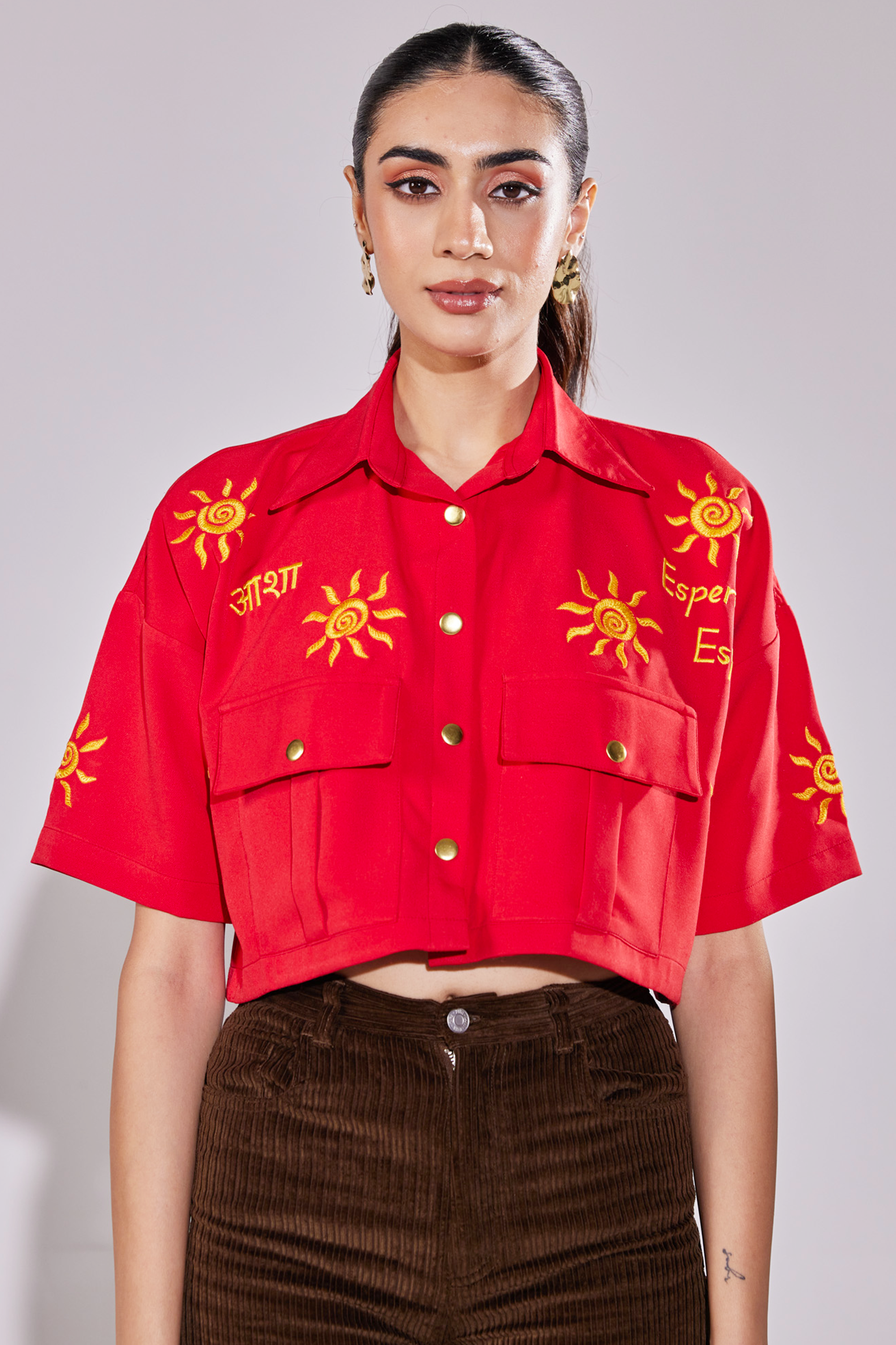 Embroidered Hope Crop Shirt
