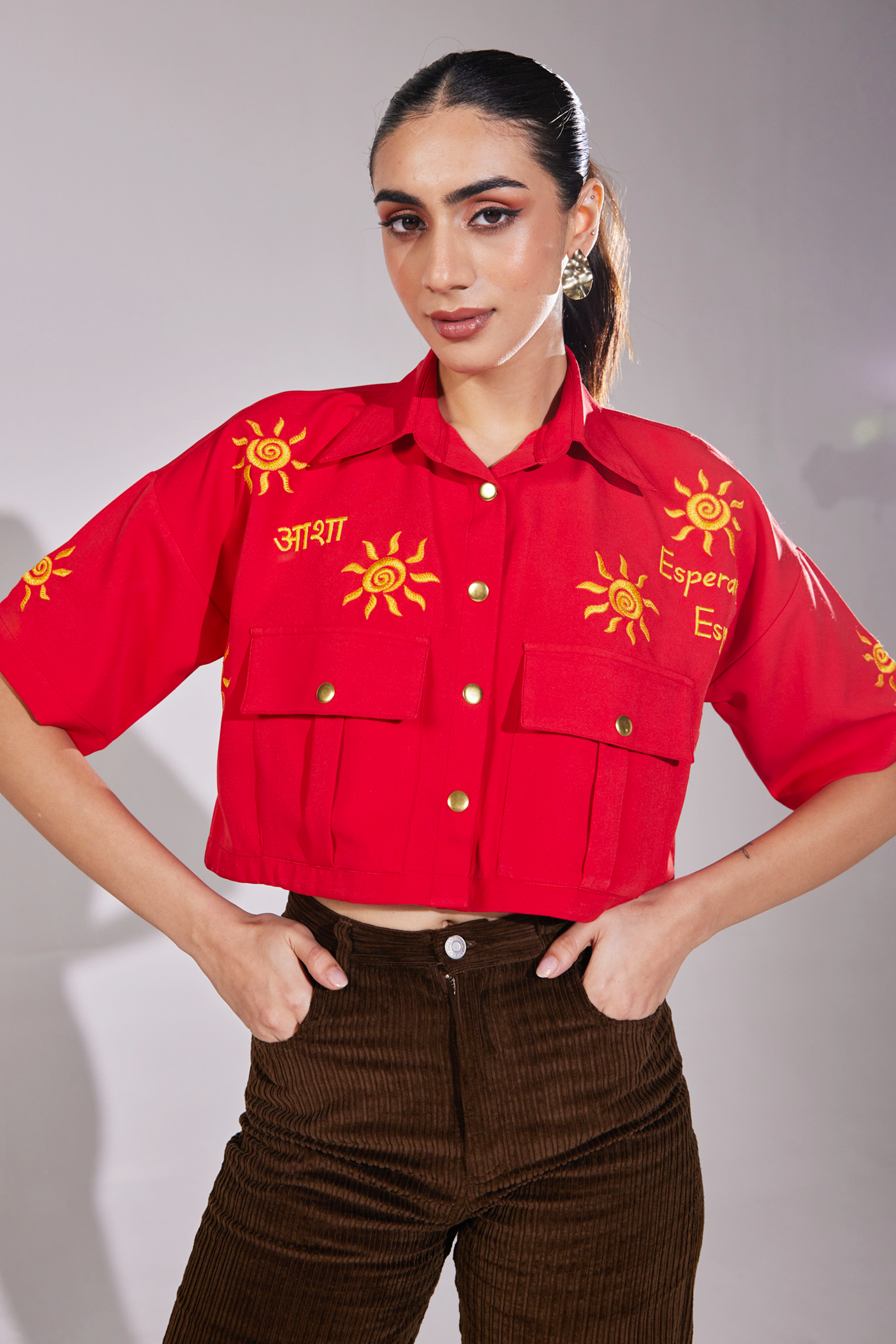 Embroidered Hope Crop Shirt