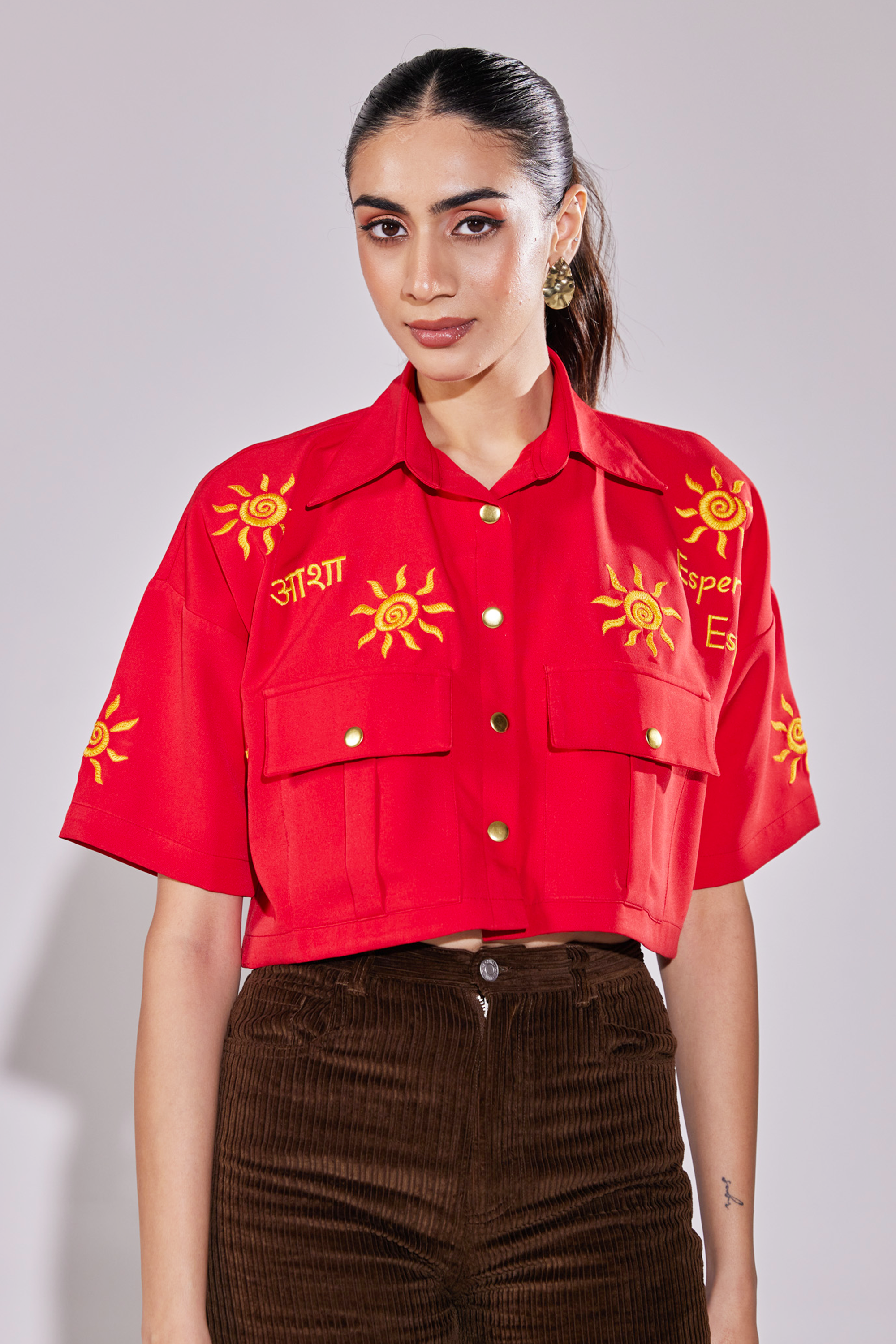 Embroidered Hope Crop Shirt