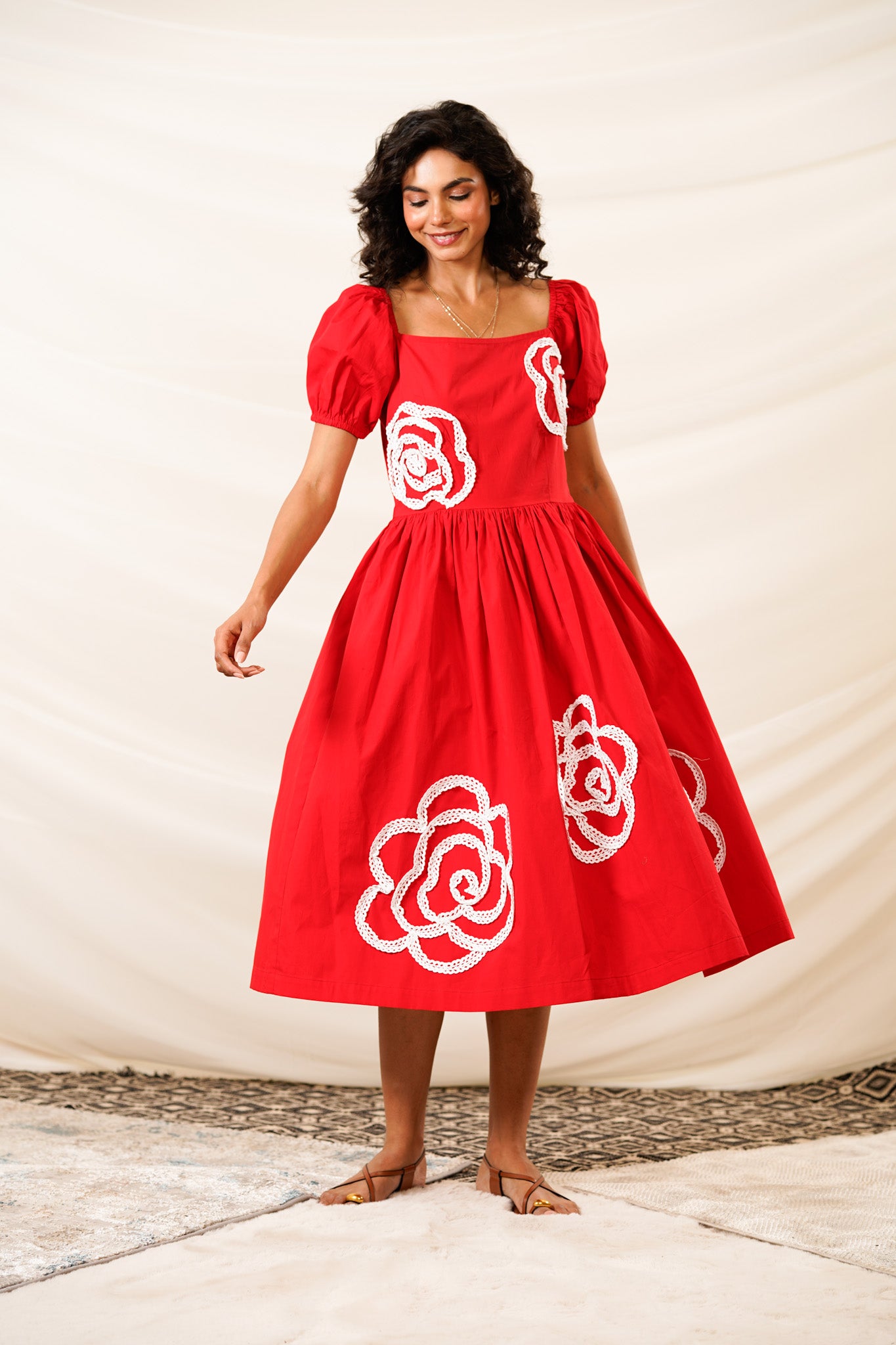 Scarlet Blossom Dress (With Sleeve)