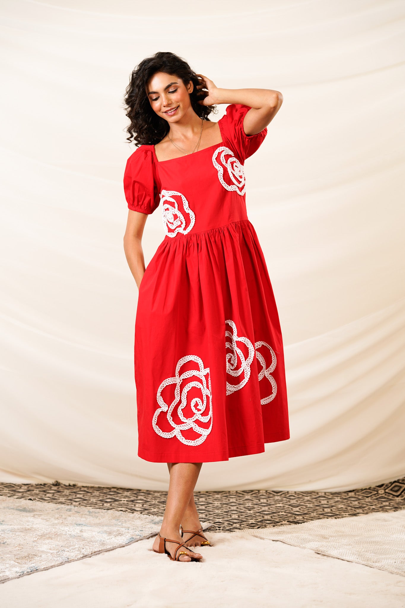 Scarlet Blossom Dress (With Sleeve)