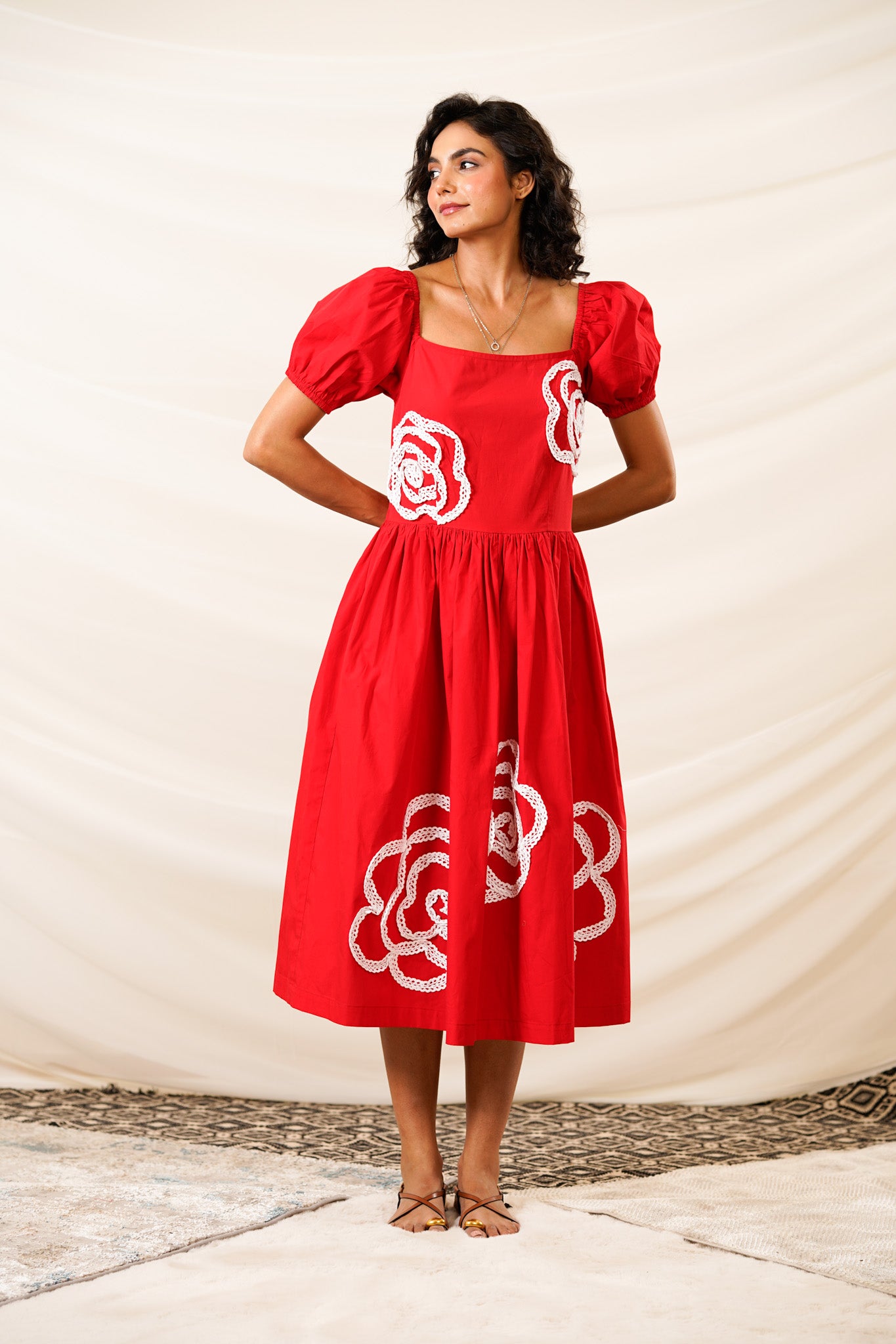 Scarlet Blossom Dress (With Sleeve)