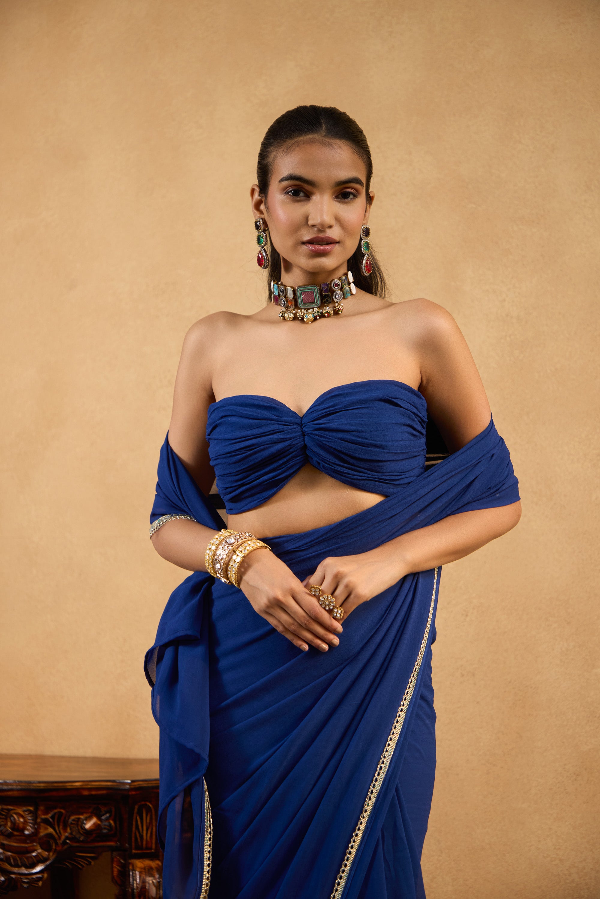 Noor Sapphire Drape Saree