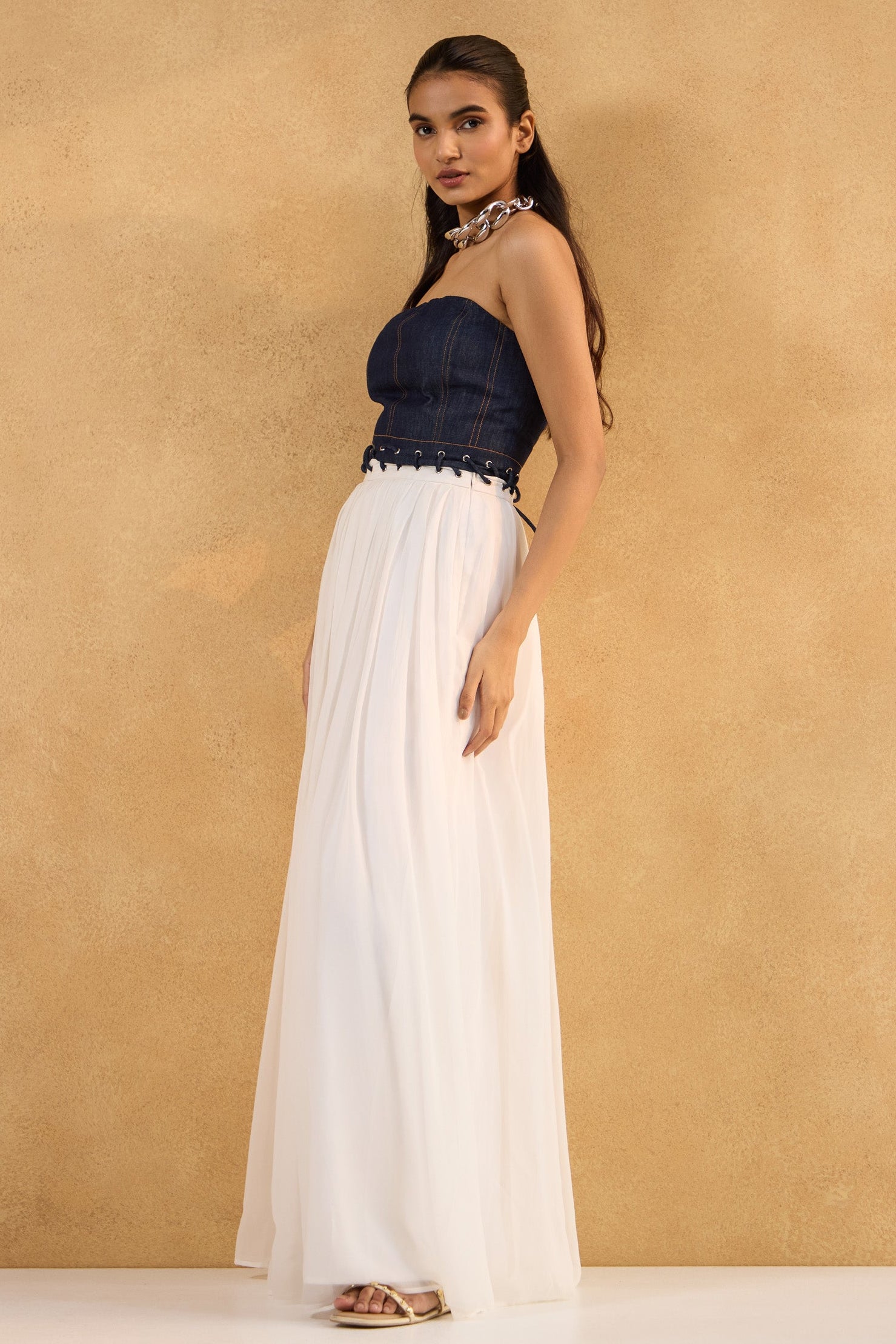 Denim Cloud Strapless Dress