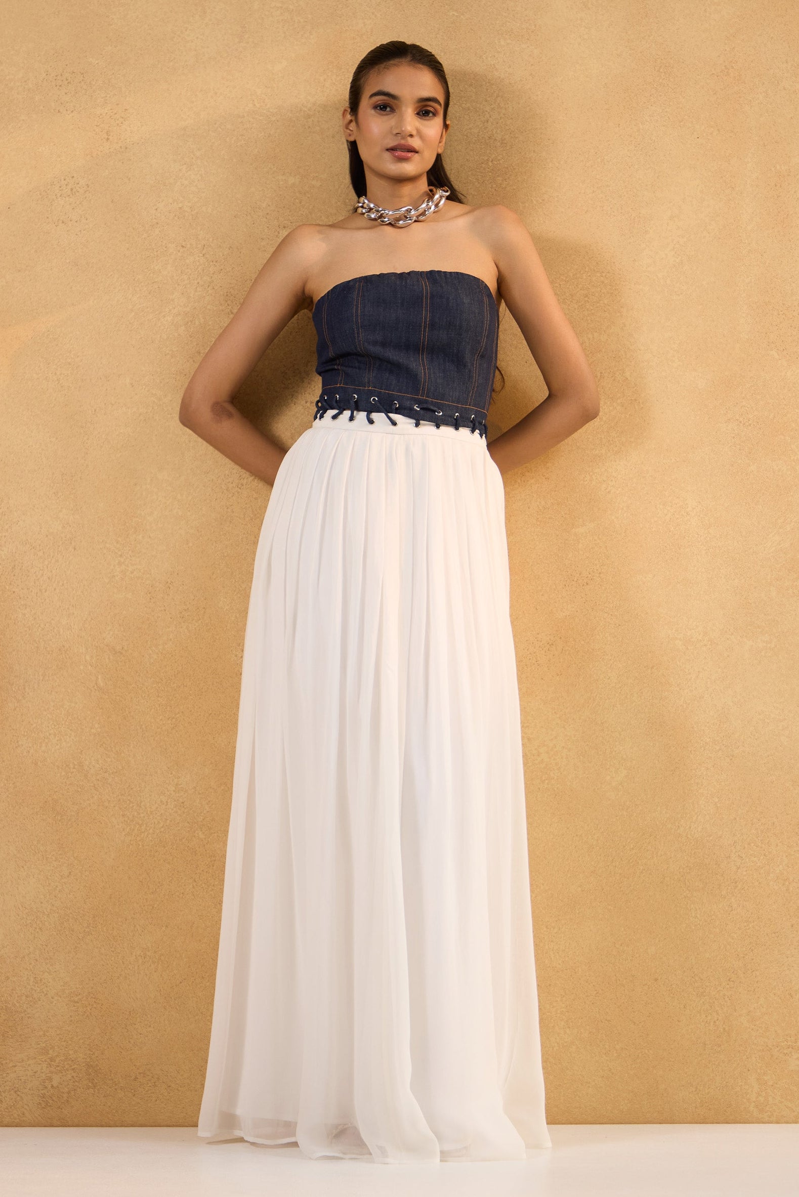 Denim Cloud Strapless Dress