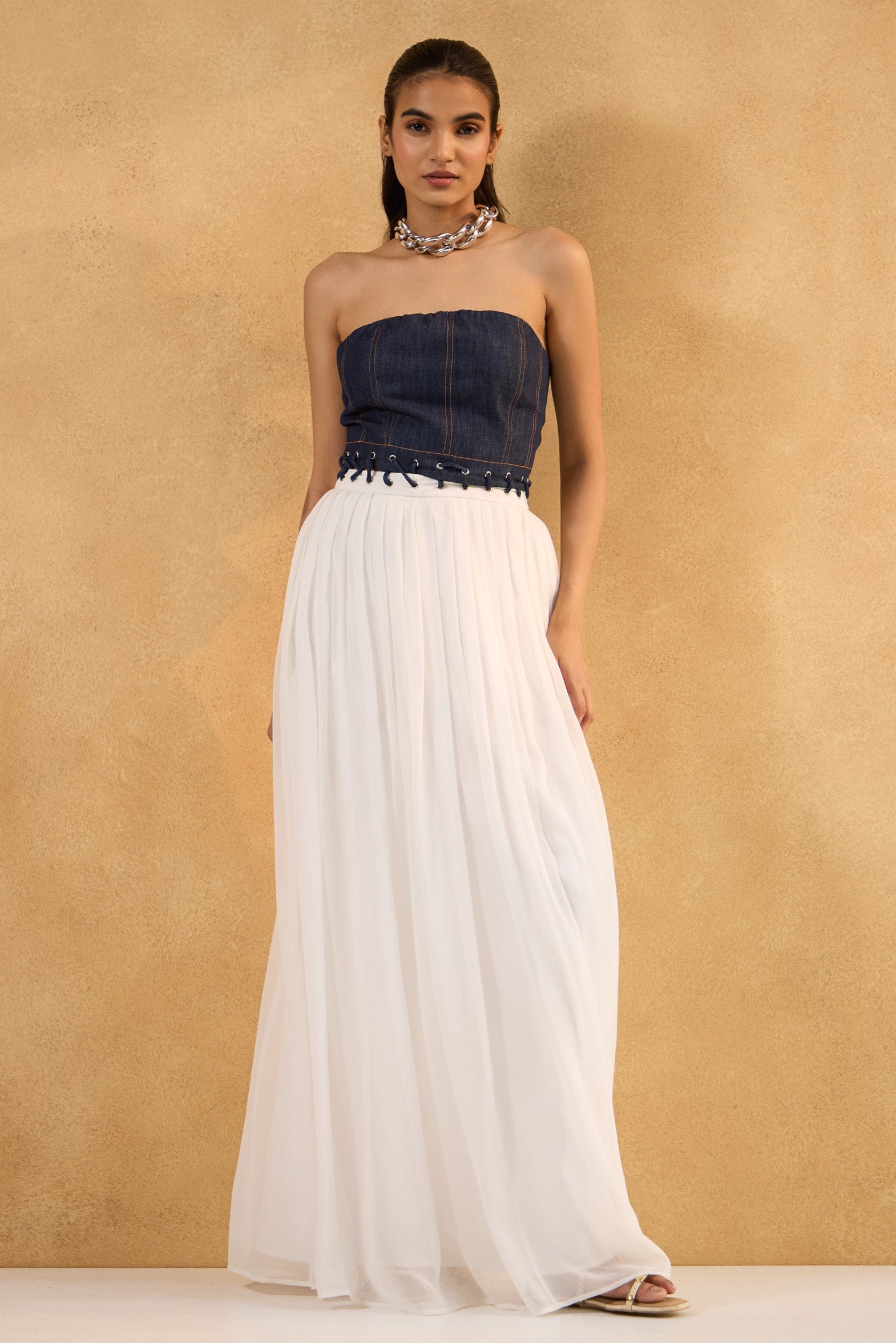 Denim Cloud Strapless Dress