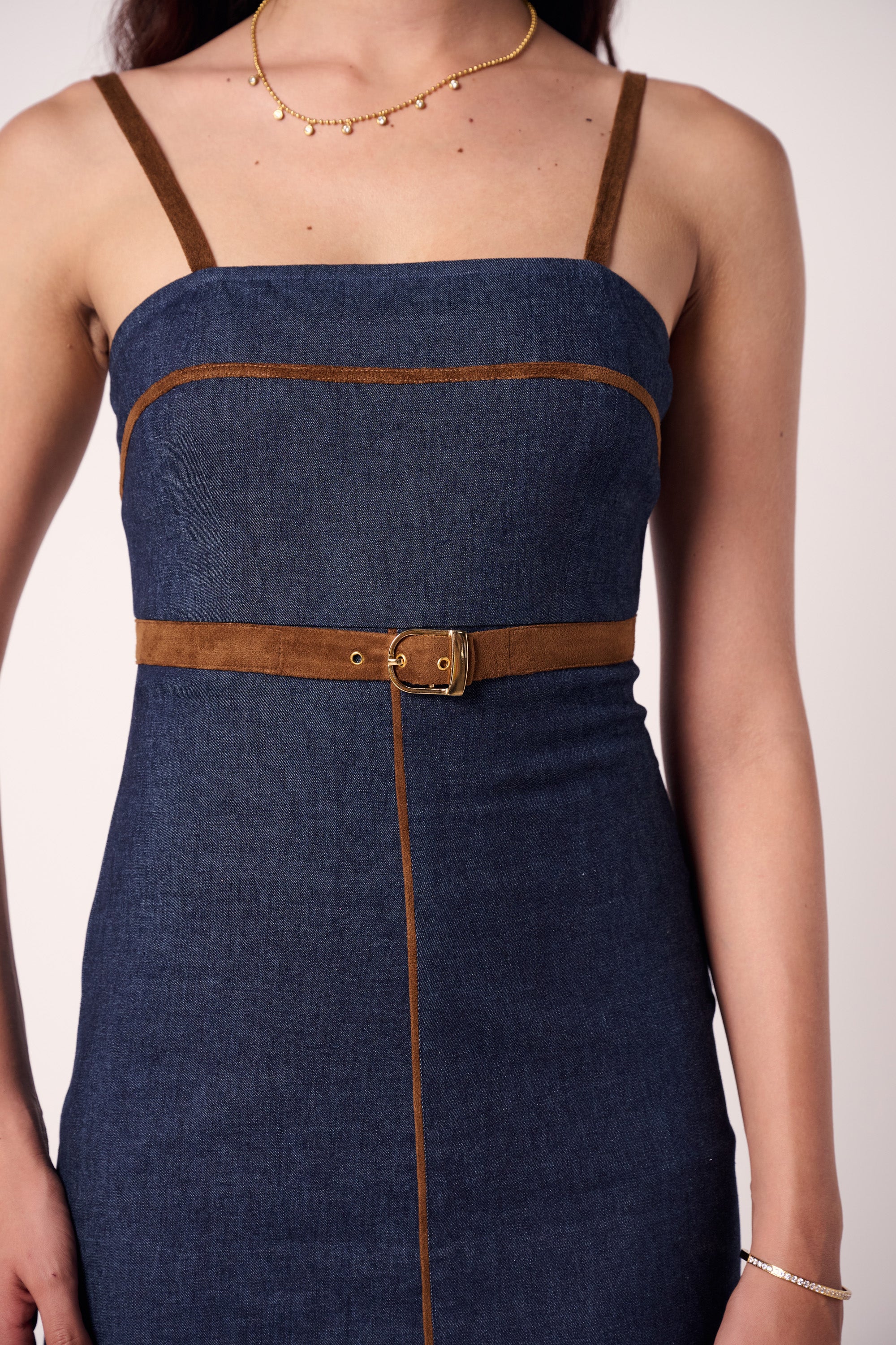 Sierra Buckle Midi Denim Dress